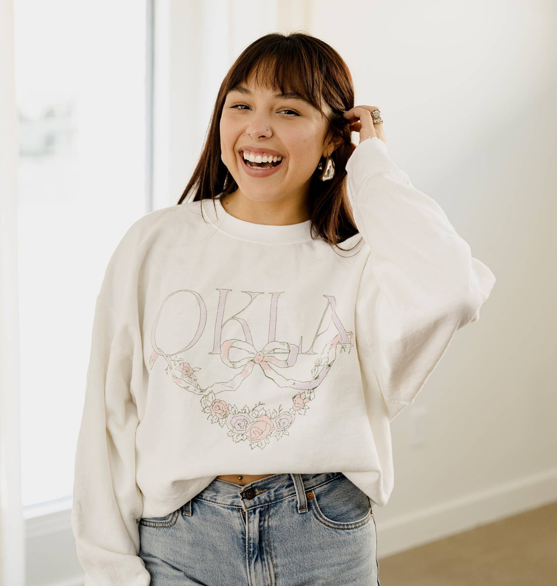 Okla Swag White Thrifted Graphic - Adult & Kids T-Shirts, Sweatshirts & Hoodies apparel design preview 1