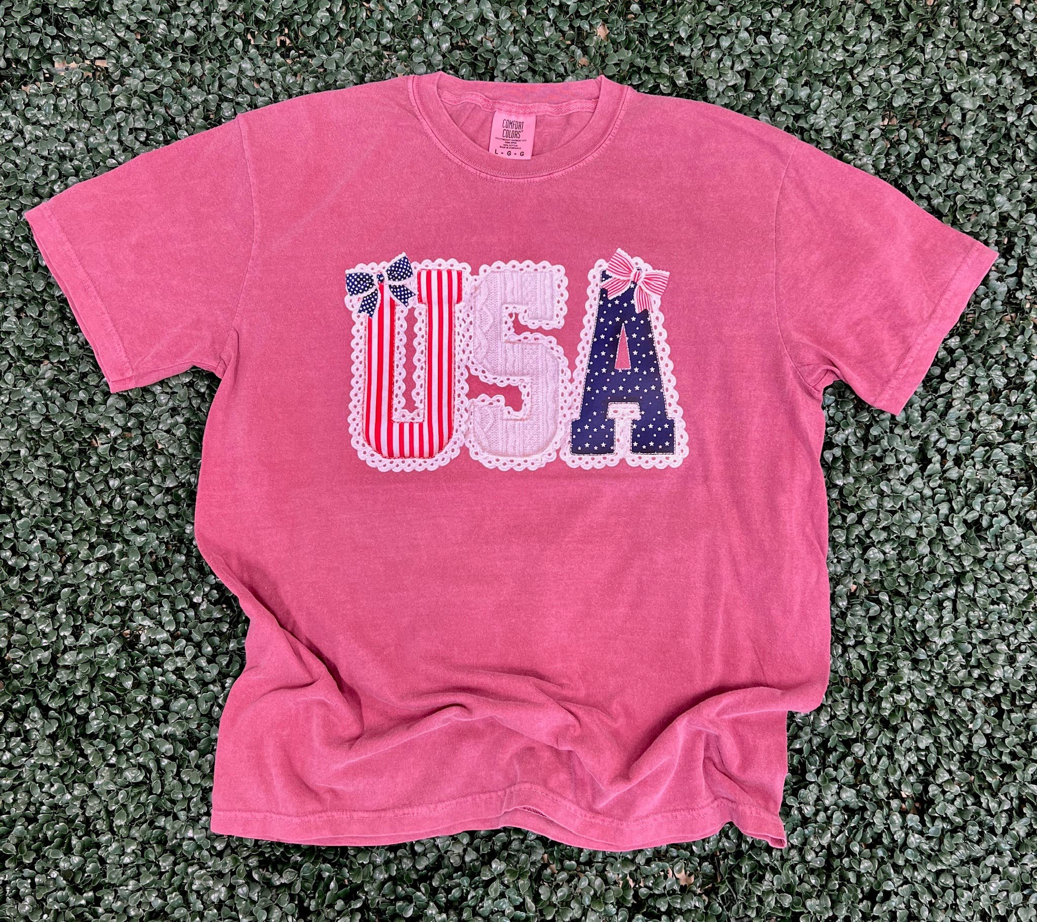 USA Lace On Comfort Colors Brick - Adult & Kids T-Shirts, Sweatshirts & Hoodies apparel design preview 1