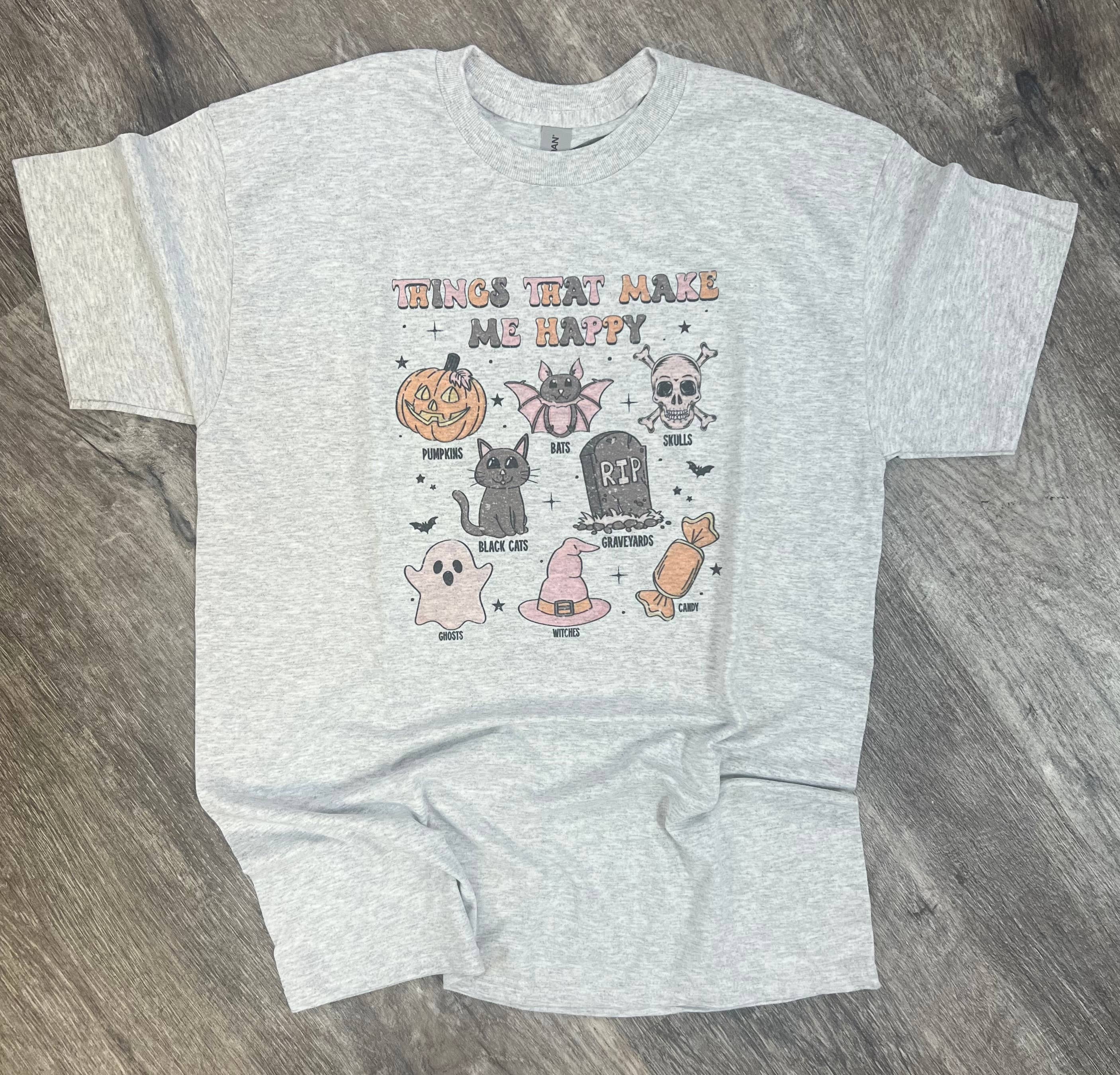 Things That Make Me Happy Halloween On Ash Gray - Adult & Kids T-Shirts, Sweatshirts & Hoodies apparel design preview 1