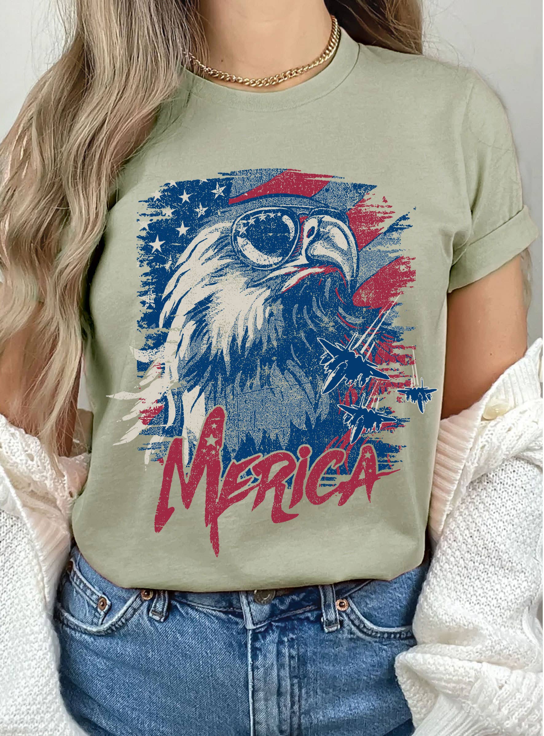 Merica Flag Eagle Graphic - Adult & Kids T-Shirts, Sweatshirts & Hoodies apparel design preview 1