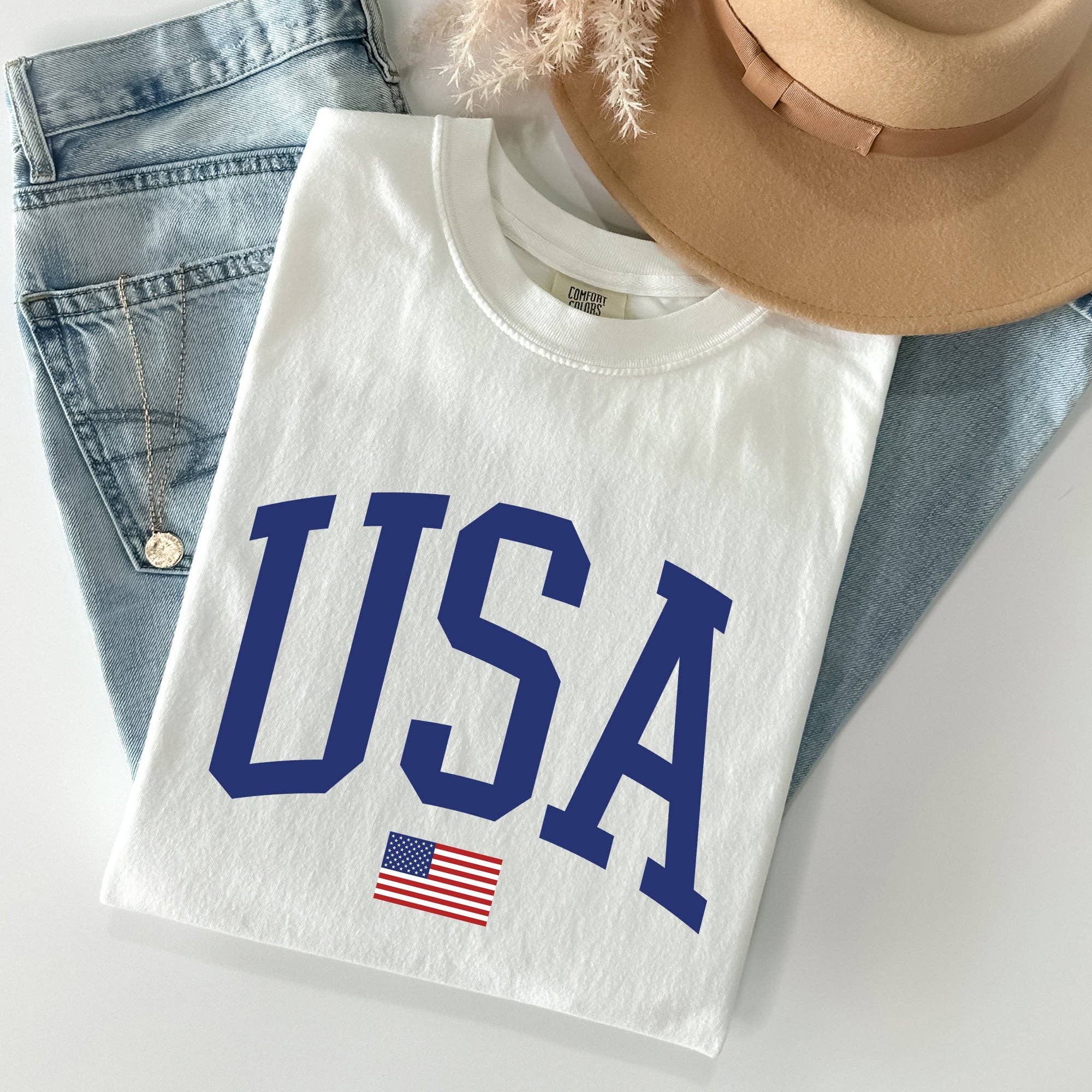USA Flag, America, Patriotic, Blue, 4th of July - Adult & Kids T-Shirts, Sweatshirts & Hoodies apparel design preview 1