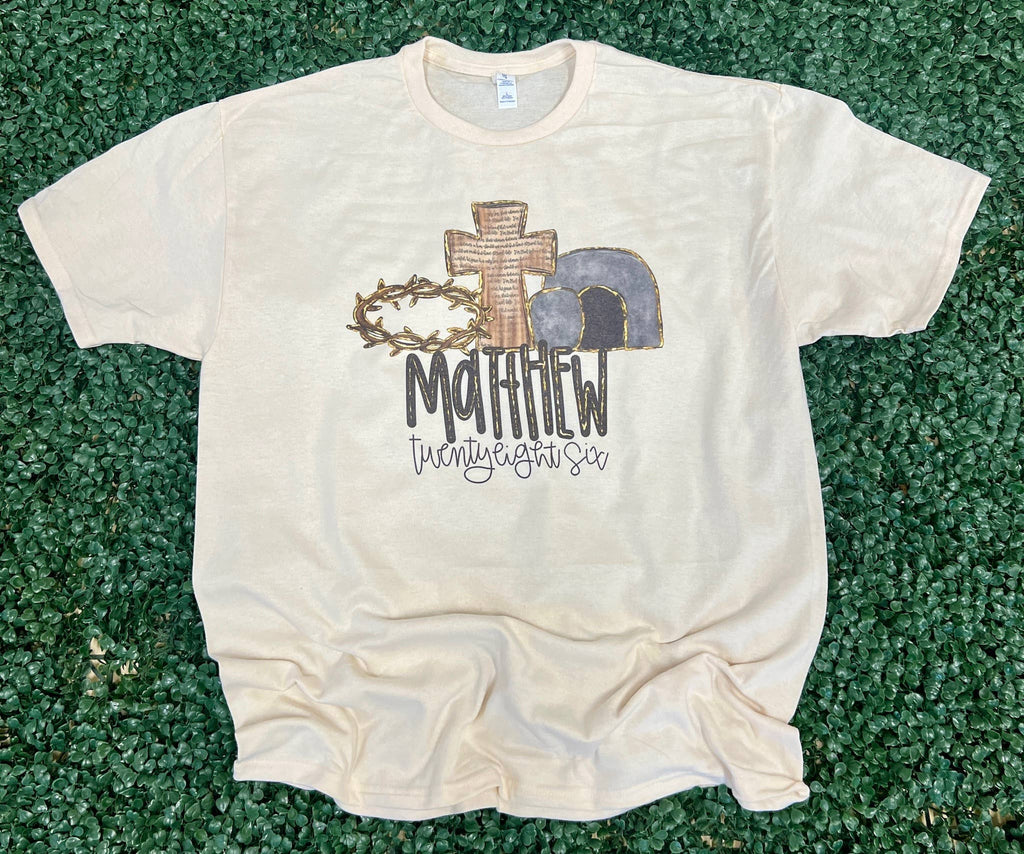 Matthew 28:6 On Cream - Adult & Kids T-Shirts, Sweatshirts & Hoodies apparel design preview 1