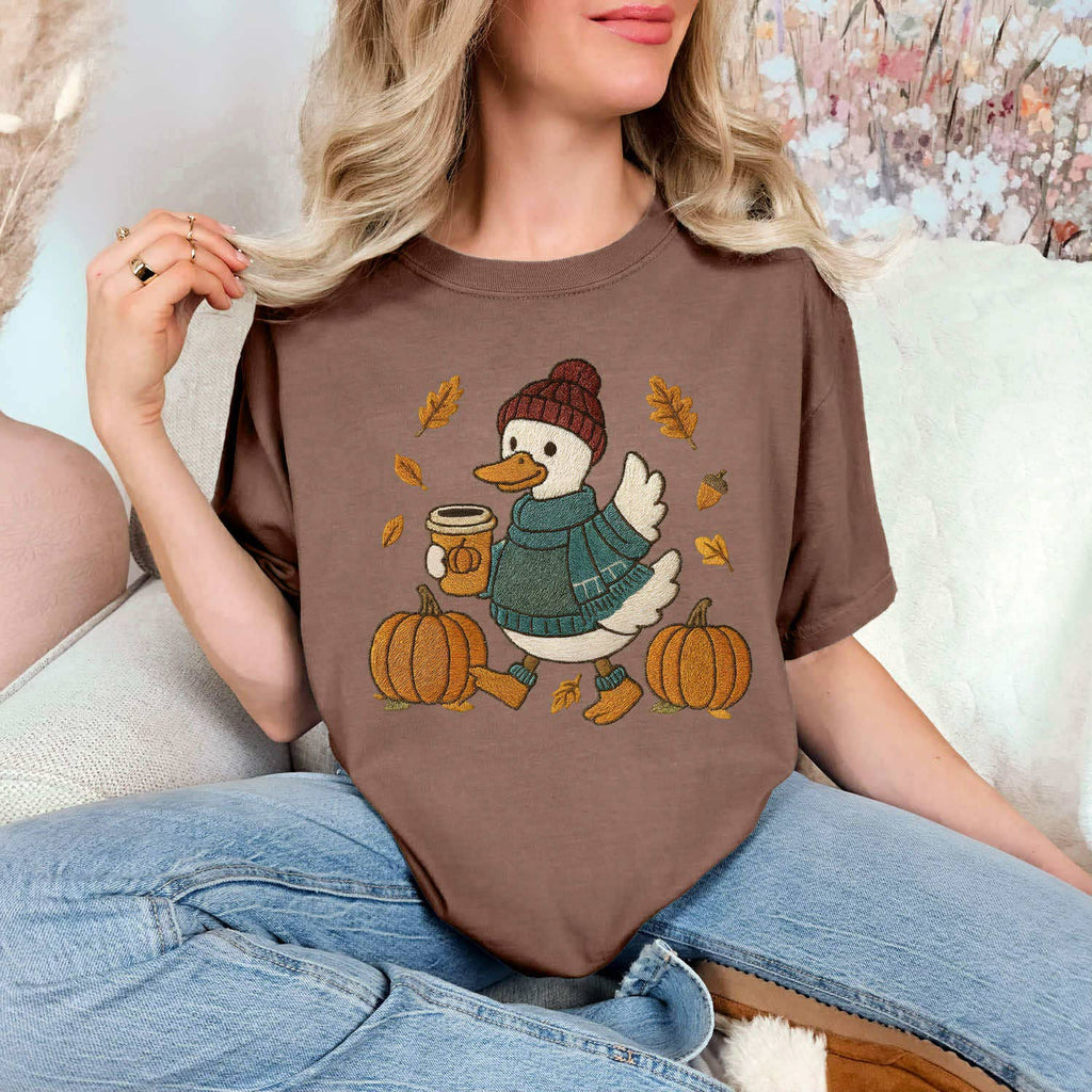 Faux Embroidery Fall Goose - Adult & Kids T-Shirts, Sweatshirts & Hoodies apparel design preview 1