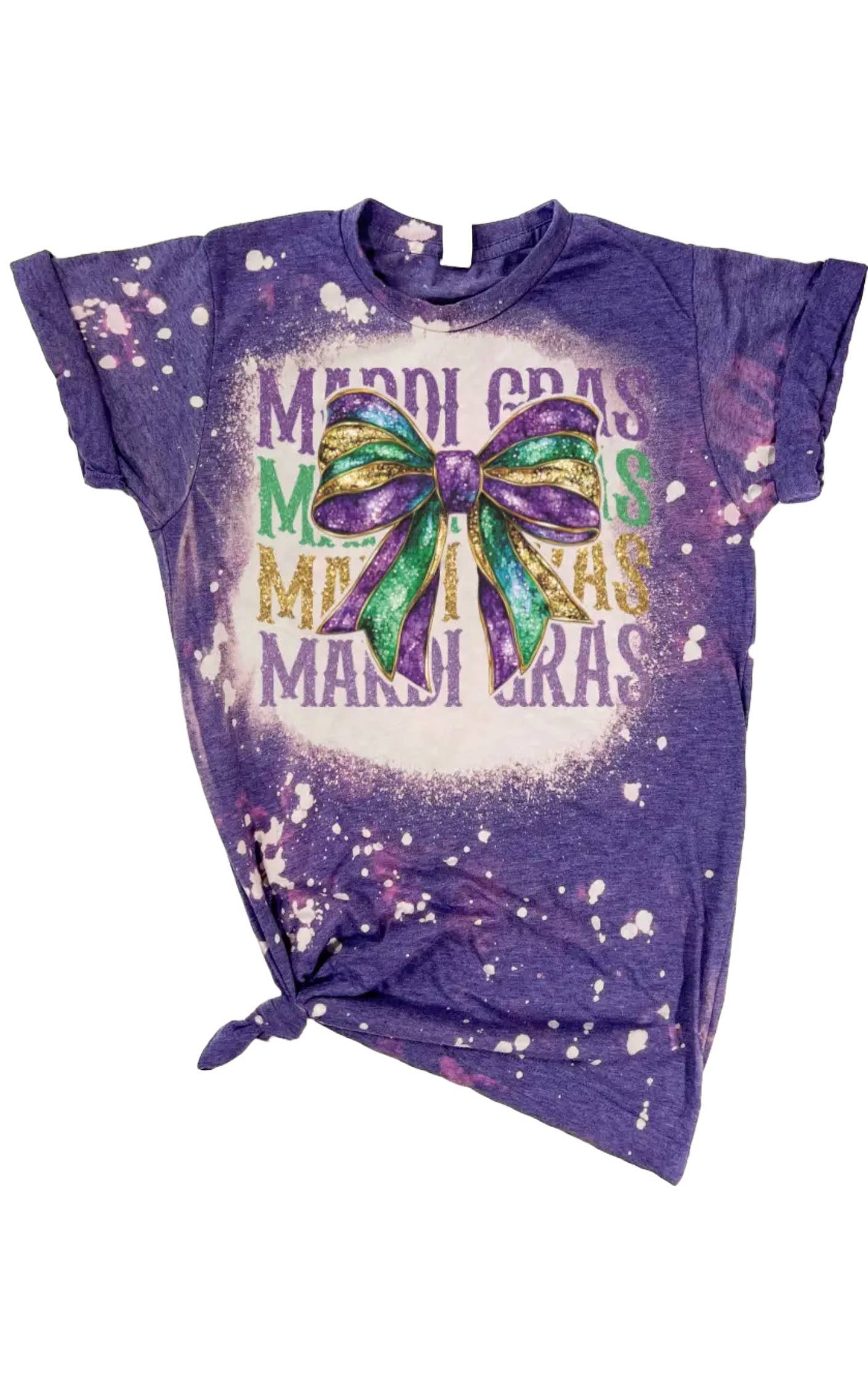Mardi Gras Bow Vintage Bleached - Adult & Kids T-Shirts, Sweatshirts & Hoodies apparel design preview 1