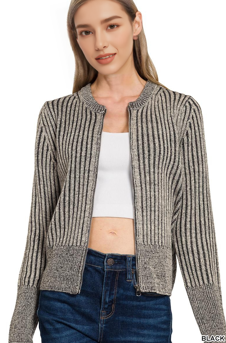 1010 Two Tone Zip Up Sweater Cardigan SI-28342 - Adult & Kids T-Shirts, Sweatshirts & Hoodies apparel design preview 1