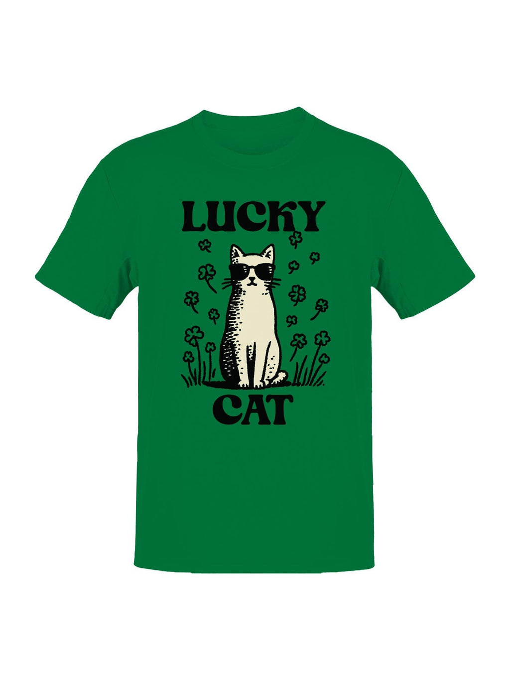St. Patrick's Day Lucky Cat in Shades Men's - Adult & Kids T-Shirts, Sweatshirts & Hoodies apparel design preview 1