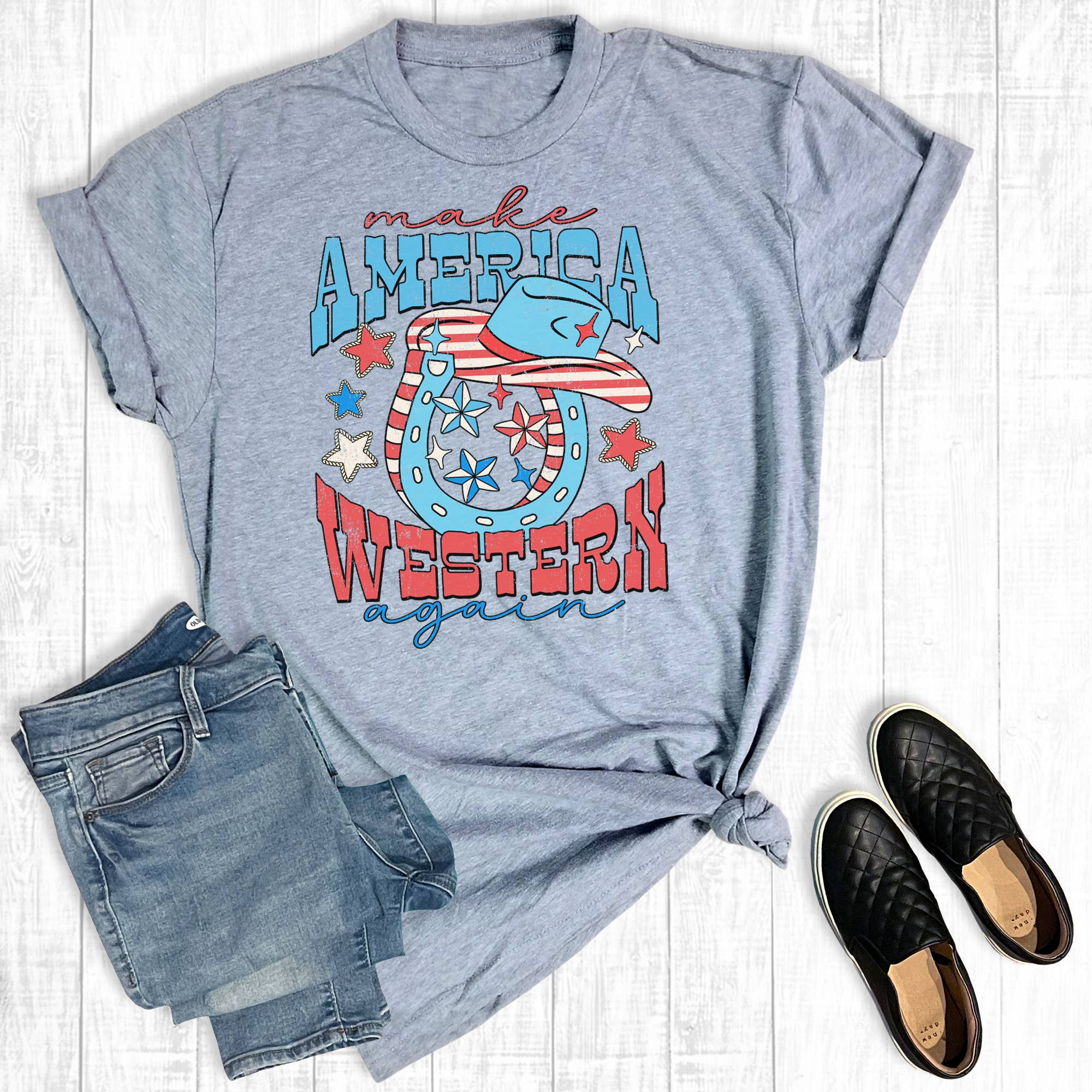 4th of July Make American Western Again Graphic - Adult & Kids T-Shirts, Sweatshirts & Hoodies apparel design preview 1
