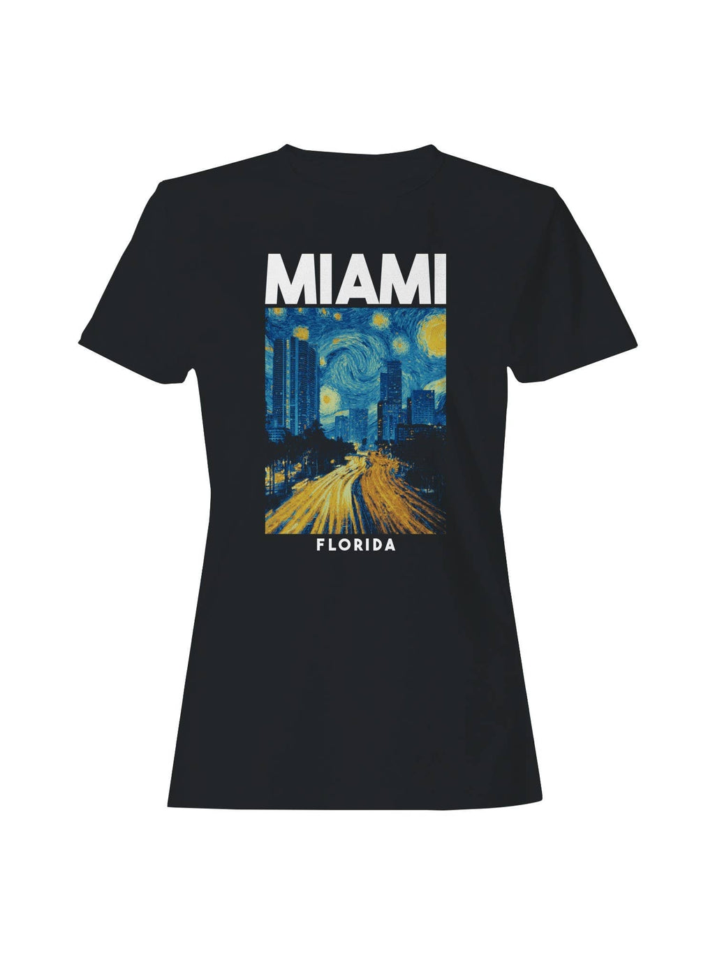 Miami Starry Night Skyline Art Women's - Adult & Kids T-Shirts, Sweatshirts & Hoodies apparel design preview 1