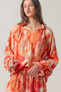 Paisley Print Tie-Neck Blouse with Bell Sleeves - Adult & Kids T-Shirts, Sweatshirts & Hoodies apparel design preview 1