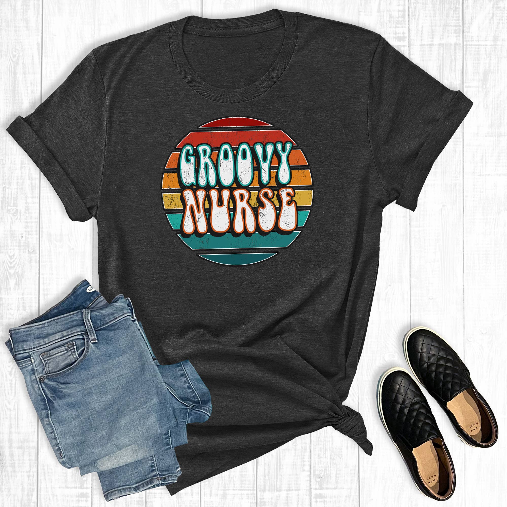Groovy Nurse Graphic - Adult & Kids T-Shirts, Sweatshirts & Hoodies apparel design preview 1