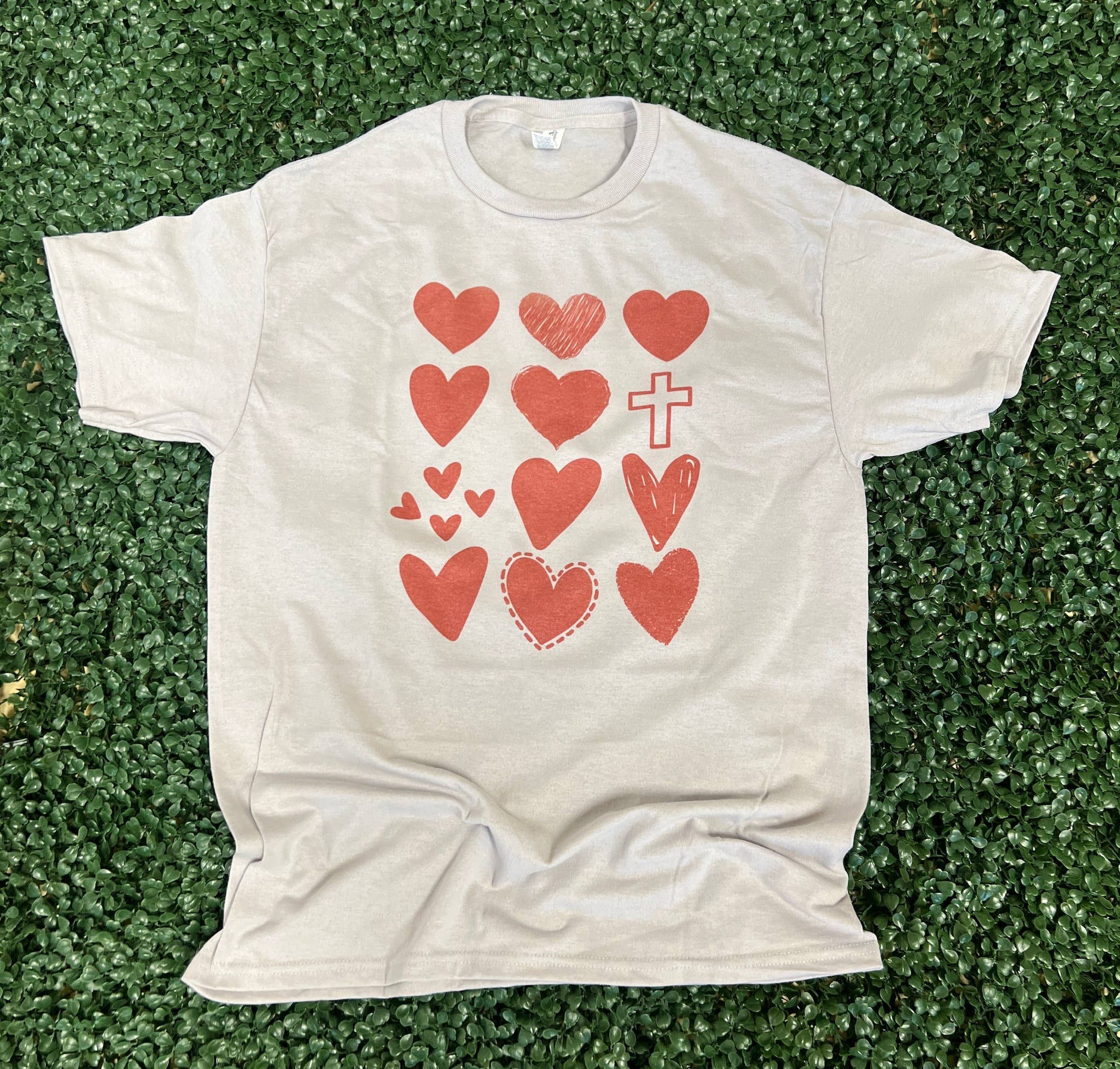 Hearts and Cross On Silver - Adult & Kids T-Shirts, Sweatshirts & Hoodies apparel design preview 1