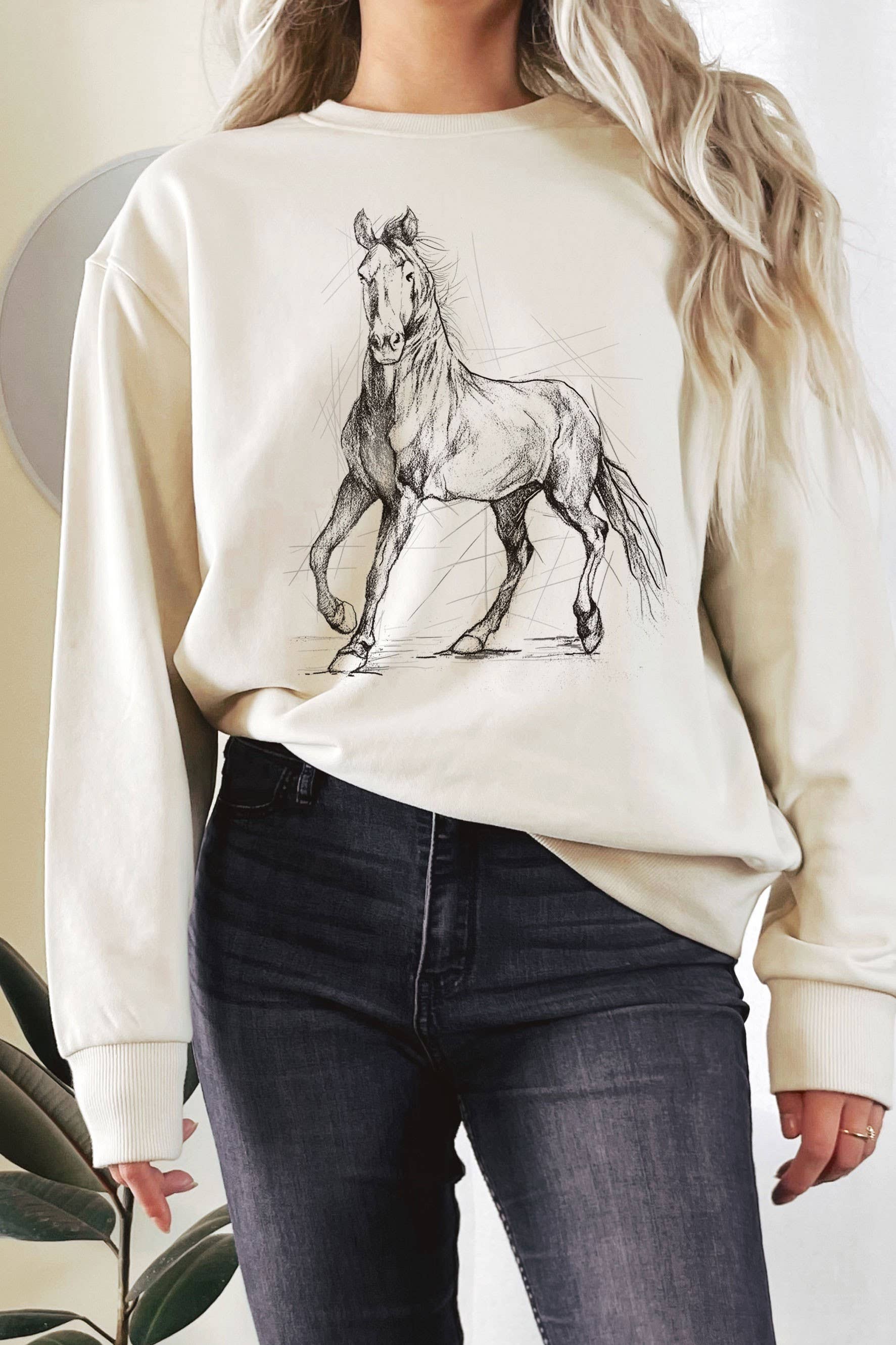 Horse Sketch Graphic Terry Western - Adult & Kids T-Shirts, Sweatshirts & Hoodies apparel design preview 1