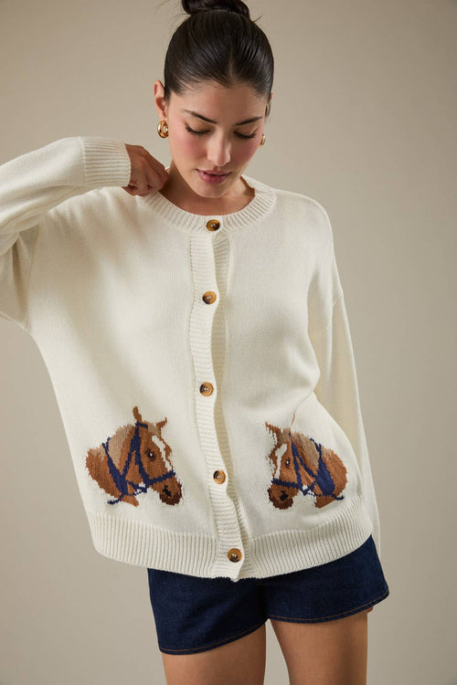 "Horse" Graphic Round Neck Cardigan - Adult & Kids T-Shirts, Sweatshirts & Hoodies apparel design preview 1
