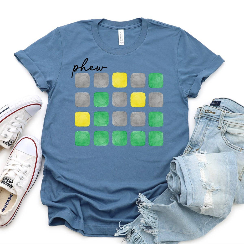 Phew Word Game Wordle - Adult & Kids T-Shirts, Sweatshirts & Hoodies apparel design preview 1