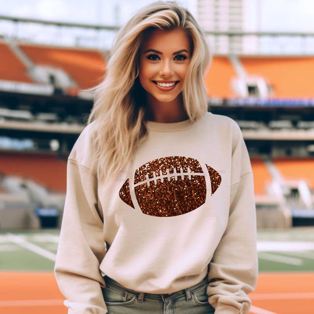 Faux Sequin Football Crewneck - Adult & Kids T-Shirts, Sweatshirts & Hoodies apparel design preview 1