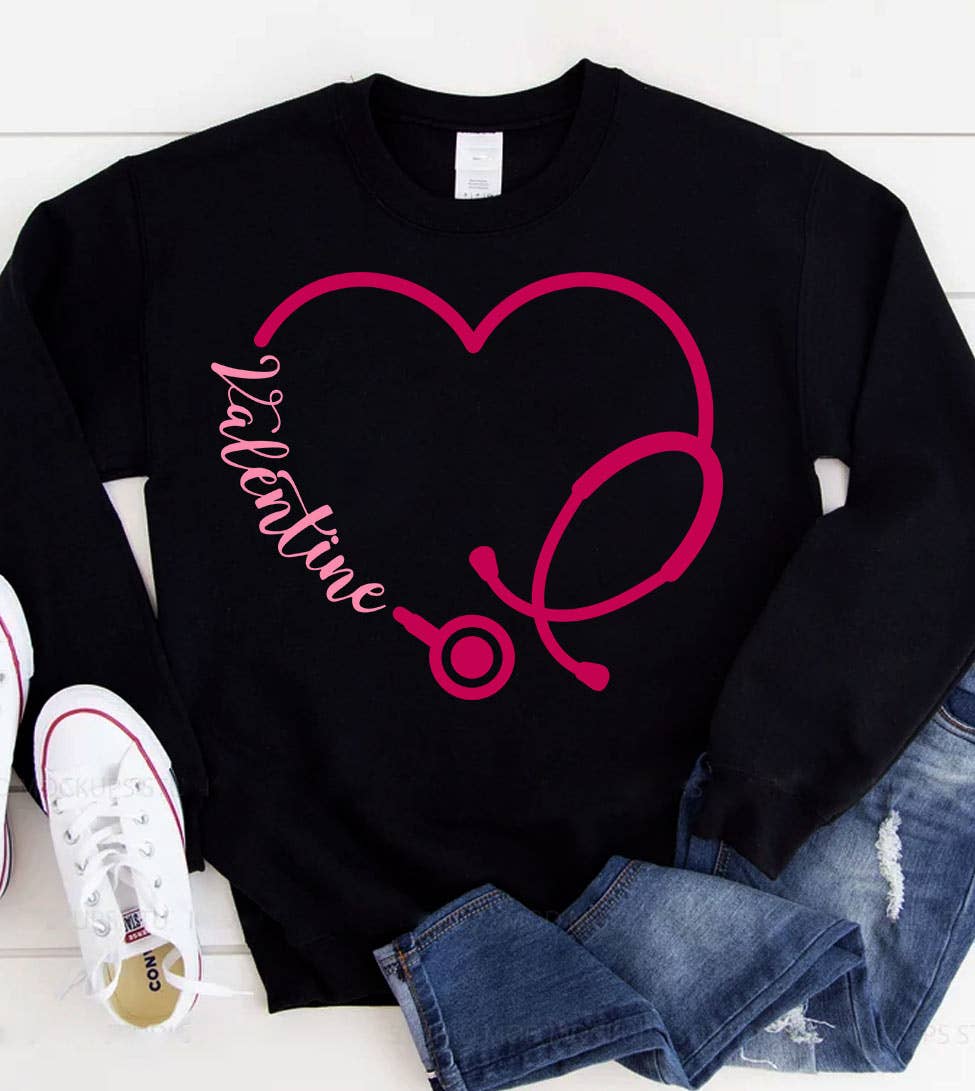 Valentine Stethoscope Valentine's Day Nurse - Adult & Kids T-Shirts, Sweatshirts & Hoodies apparel design preview 1