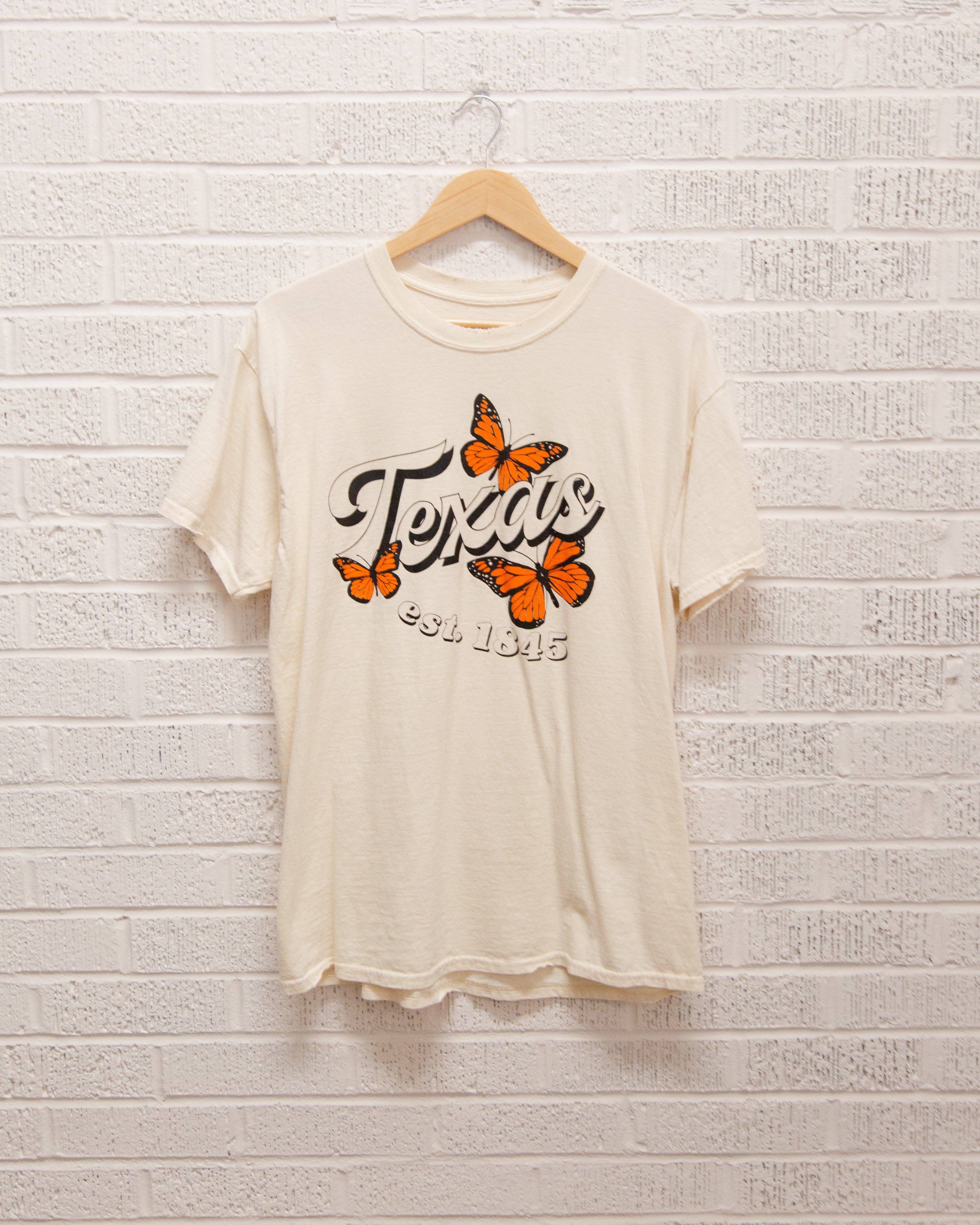Texas Butterfly Off White Thrifted Graphic - Adult & Kids T-Shirts, Sweatshirts & Hoodies apparel design preview 1