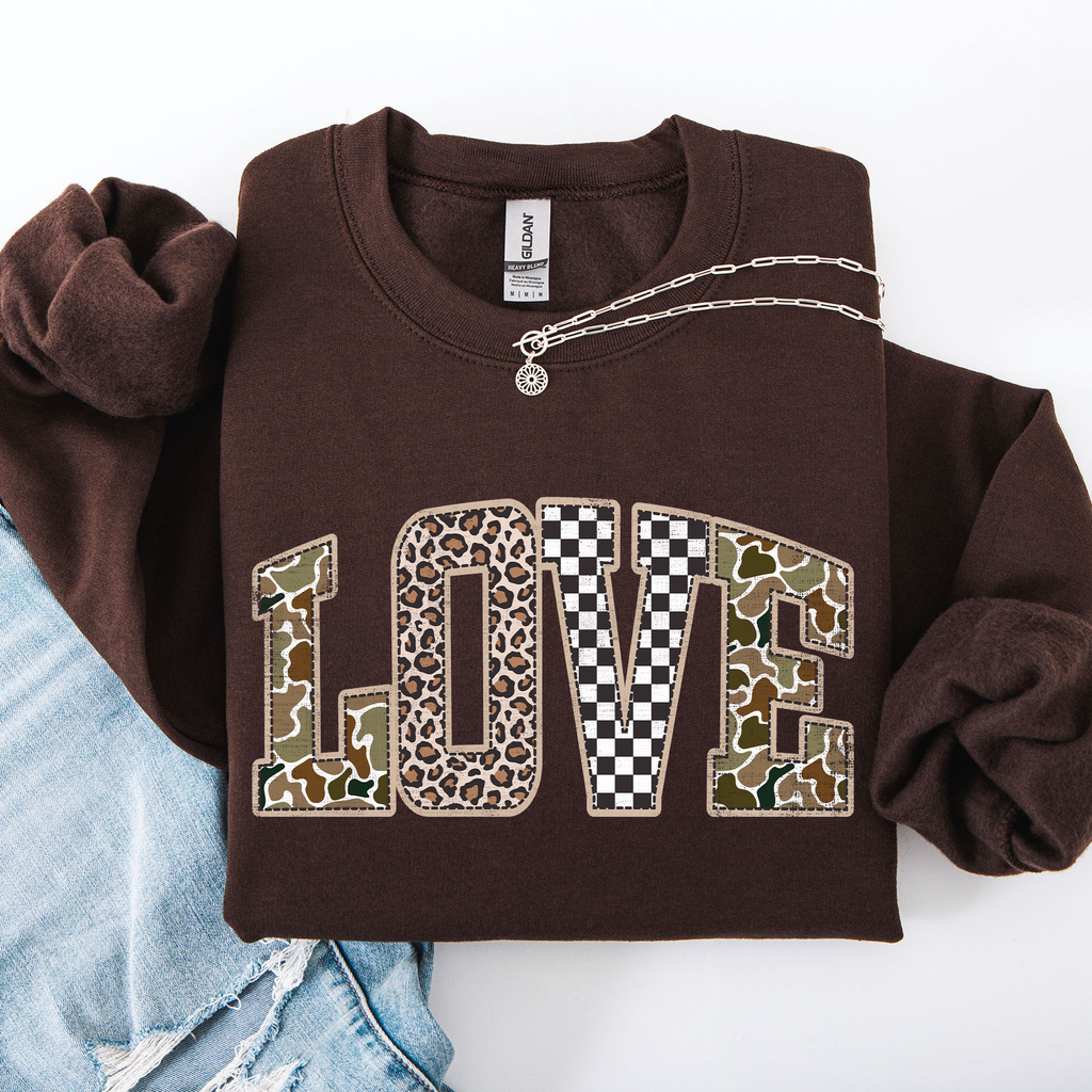 Love, Checkered, Camo, Leopard Valentine's Day - Adult & Kids T-Shirts, Sweatshirts & Hoodies apparel design preview 1