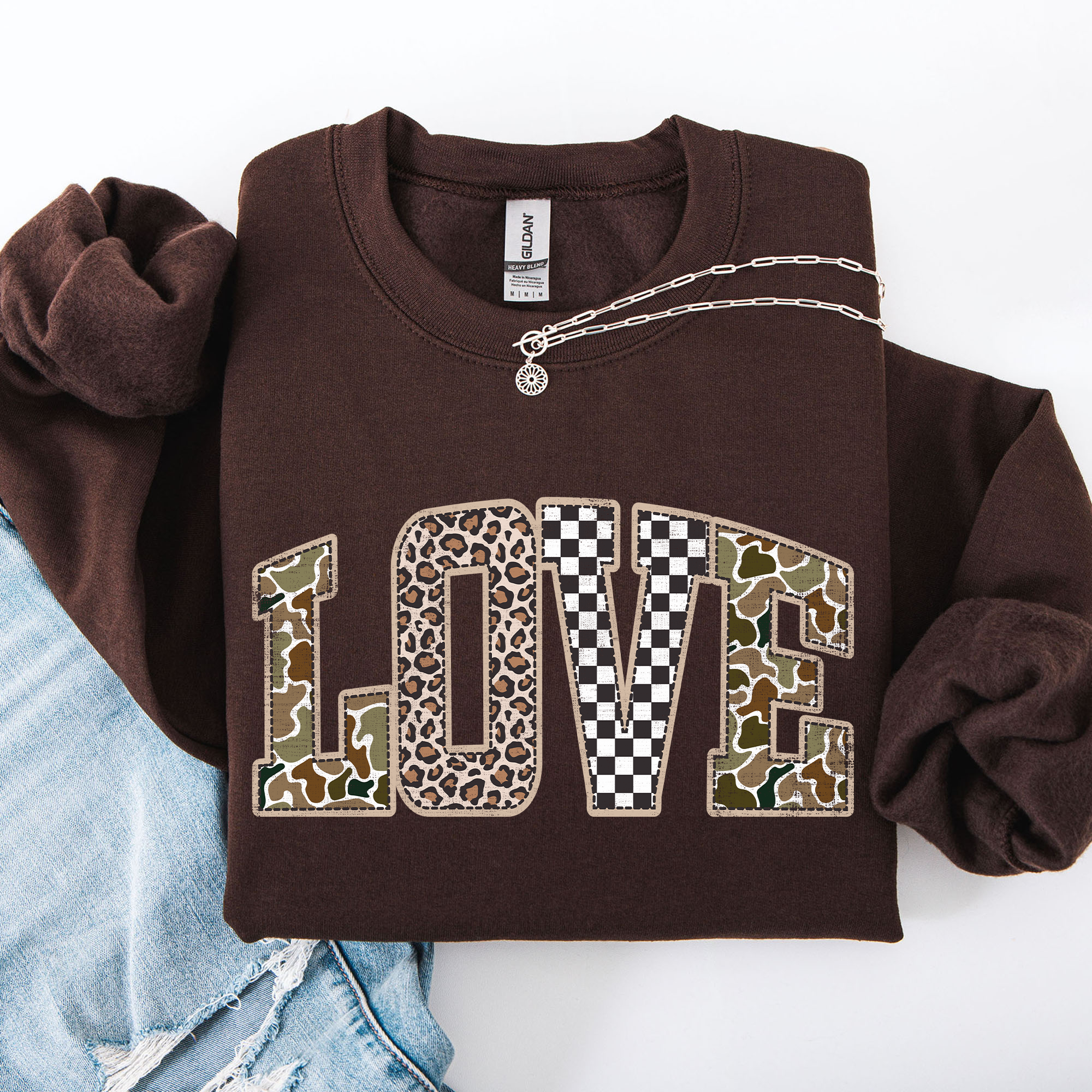 Love, Checkered, Camo, Leopard Valentine's Day - Adult & Kids T-Shirts, Sweatshirts & Hoodies apparel design preview 1