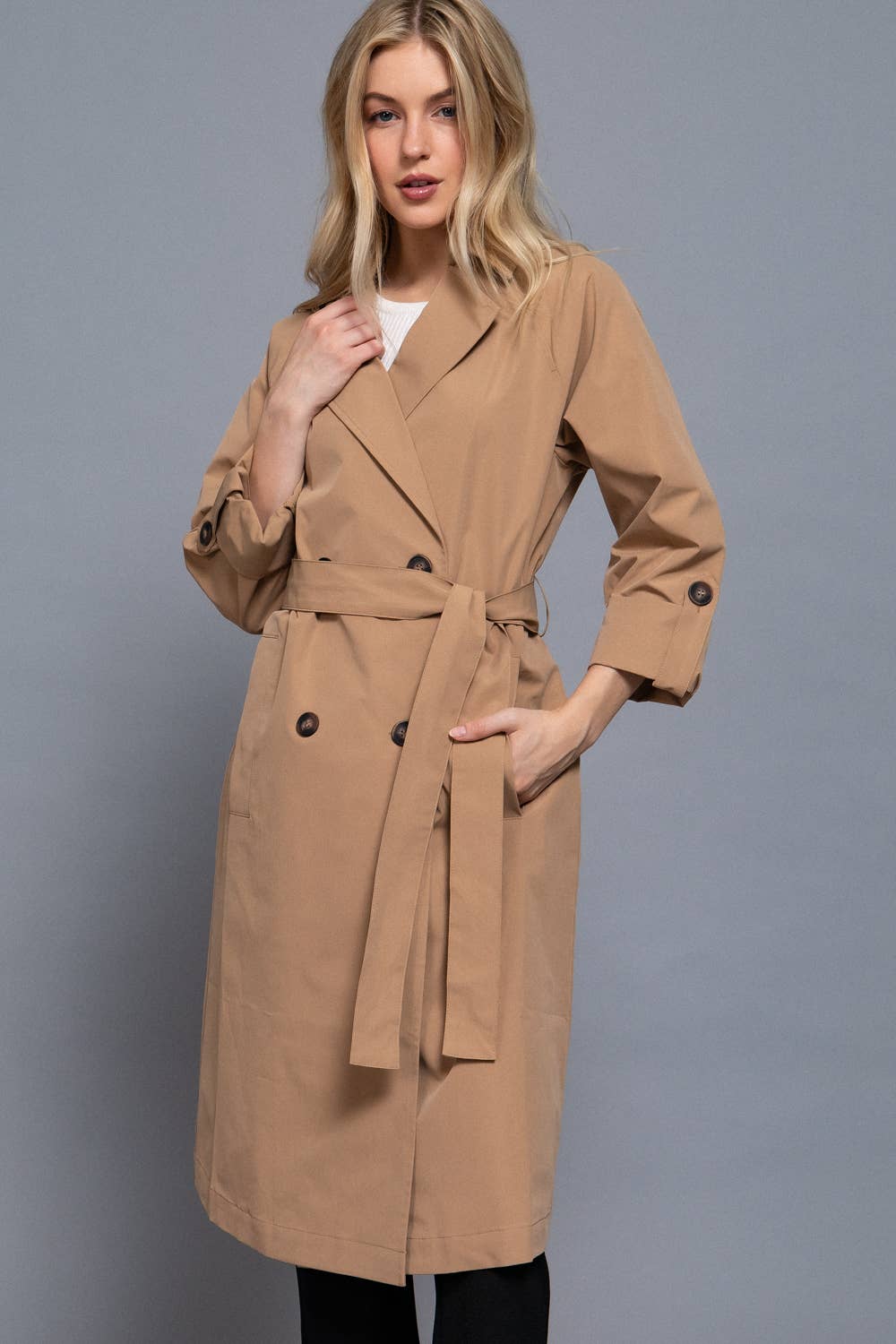 0913 V Neck Lapel Collar Trench Coat SI-28296 - Adult & Kids T-Shirts, Sweatshirts & Hoodies apparel design preview 1