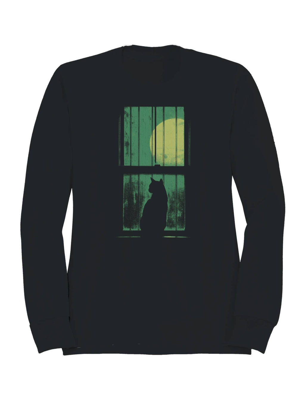 Cat Silhouette with Full Moon Men's - Adult & Kids T-Shirts, Sweatshirts & Hoodies apparel design preview 1