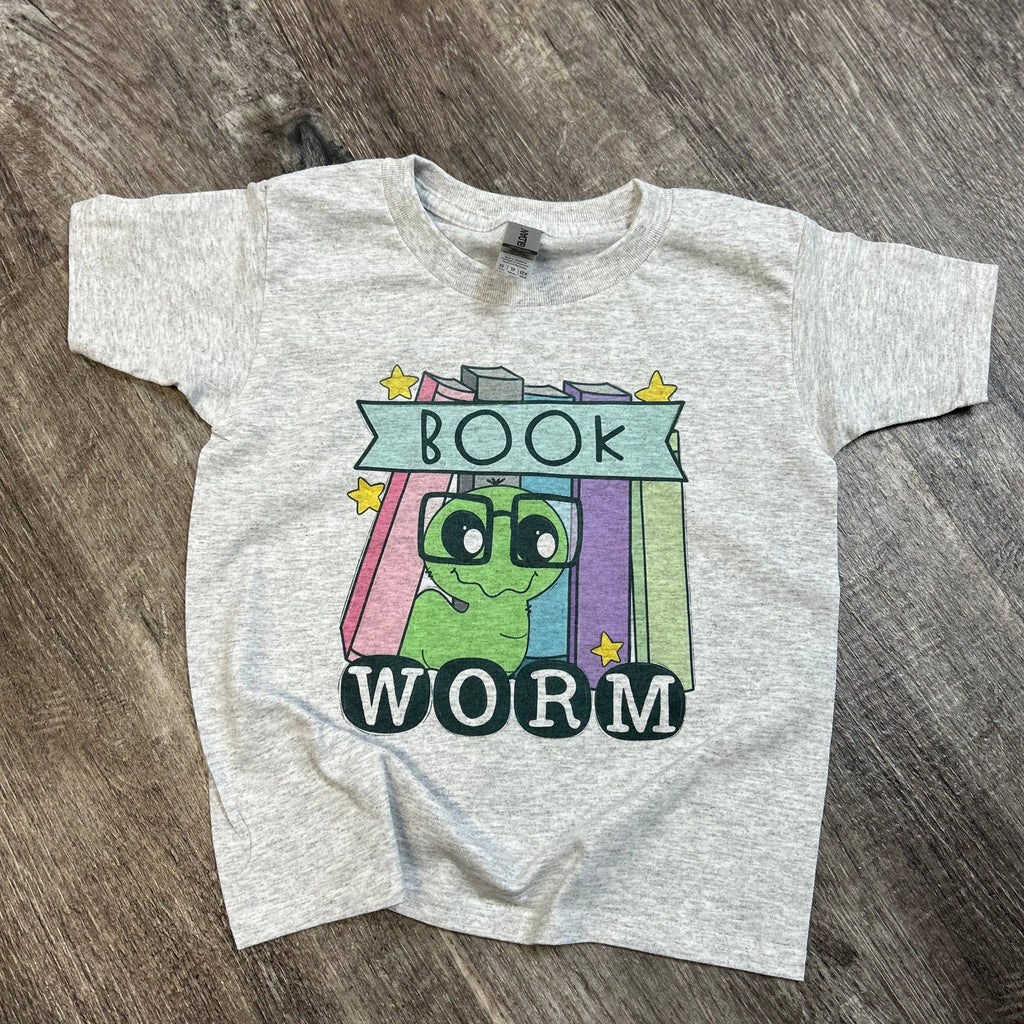 Book Worm On Ash Gray - Adult & Kids T-Shirts, Sweatshirts & Hoodies apparel design preview 1