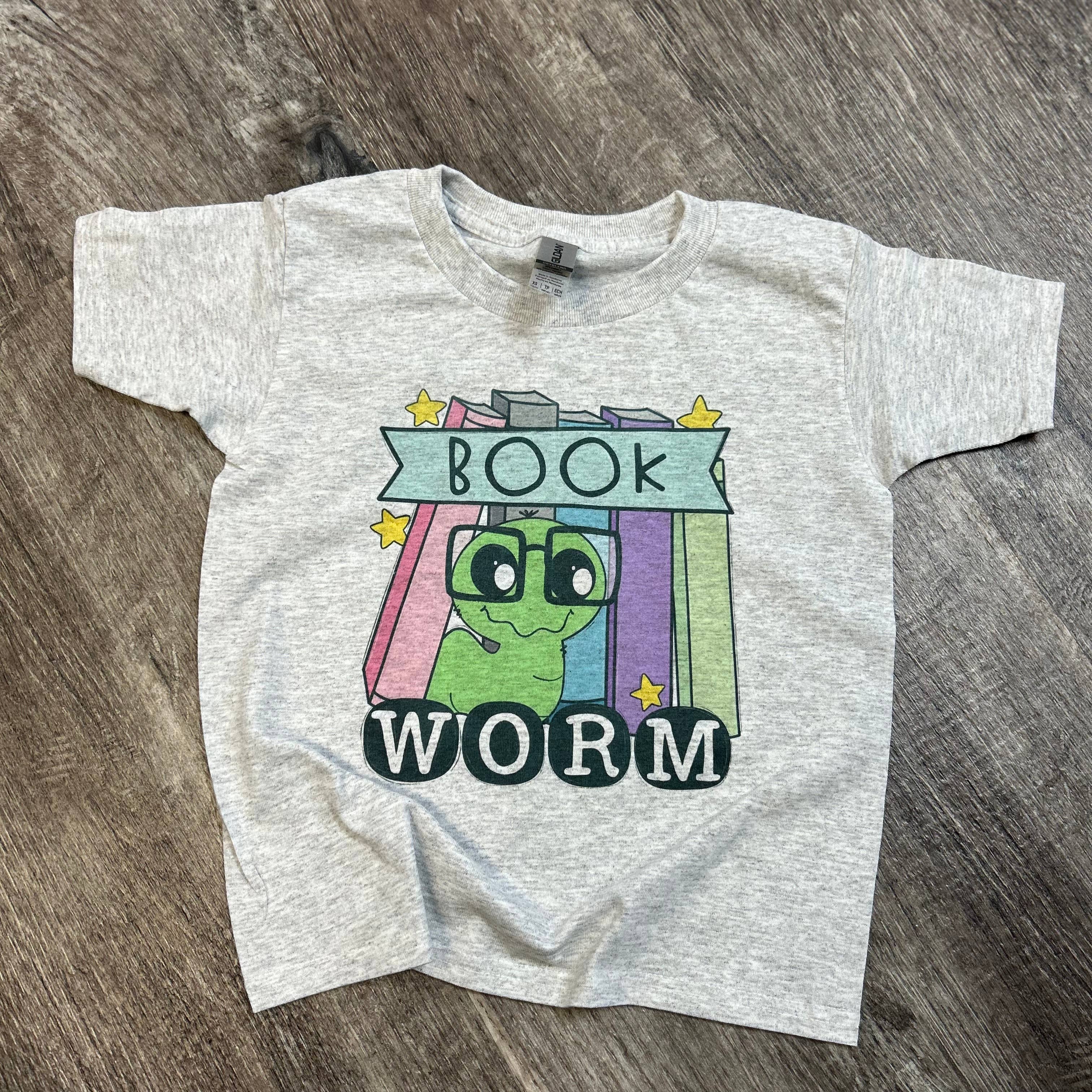 Book Worm On Ash Gray - Adult & Kids T-Shirts, Sweatshirts & Hoodies apparel design preview 1