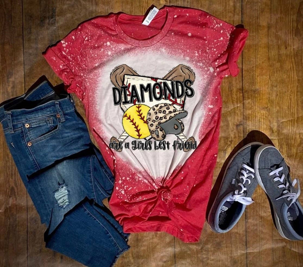 Bleached Diamonds Are A Girl'S Best Friend Softball - Adult & Kids T-Shirts, Sweatshirts & Hoodies apparel design preview 1