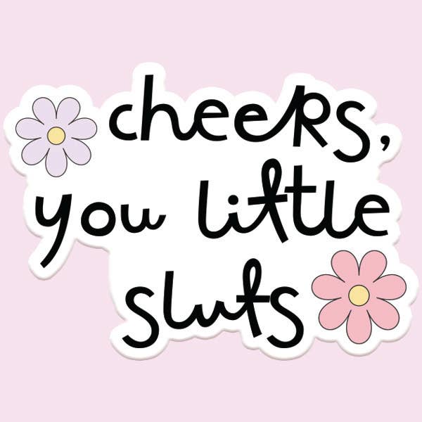 Cheers Retro Floral Funny Sticker Decal - Adult & Kids T-Shirts, Sweatshirts & Hoodies apparel design preview 1
