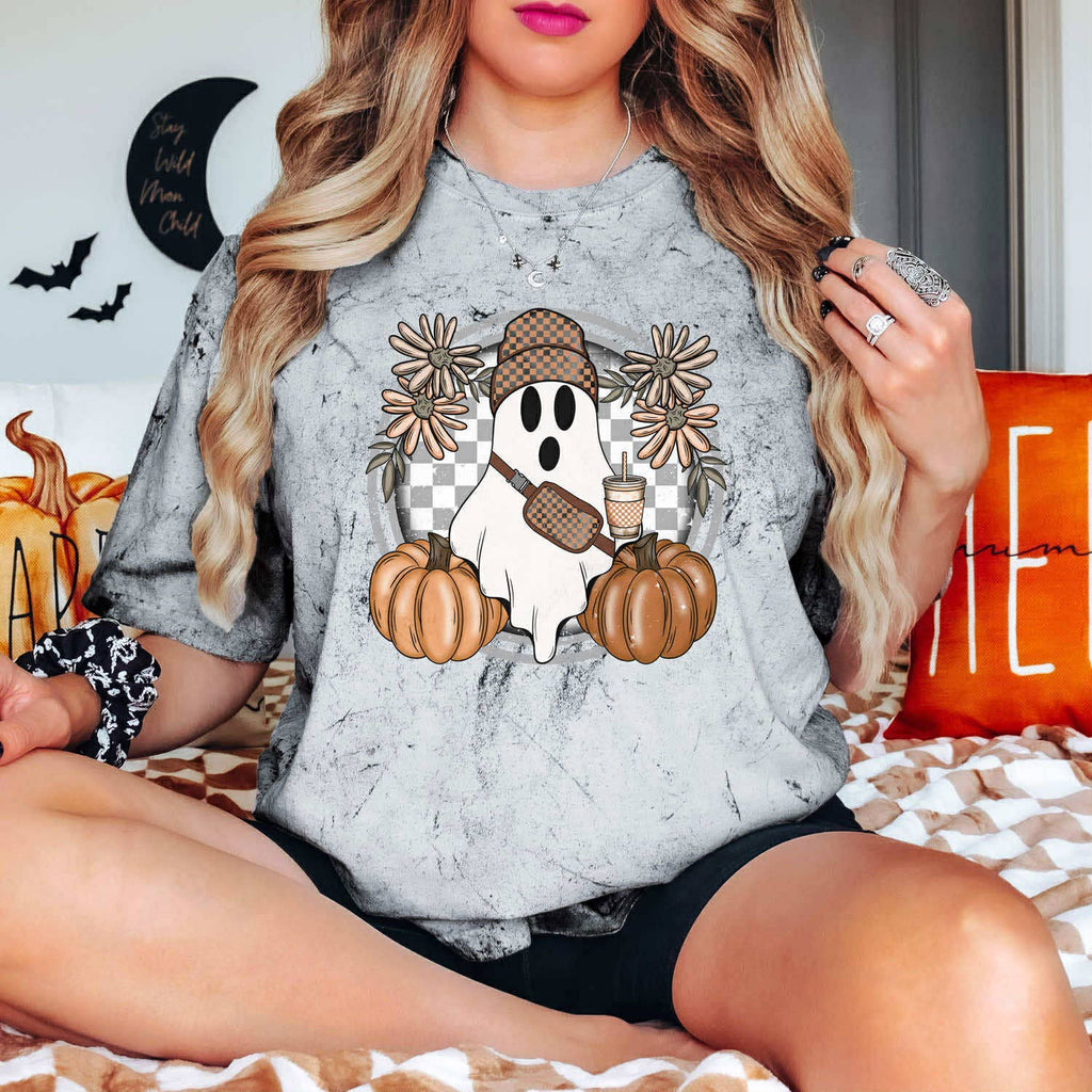 Checkered Fall Ghost - Adult & Kids T-Shirts, Sweatshirts & Hoodies apparel design preview 1