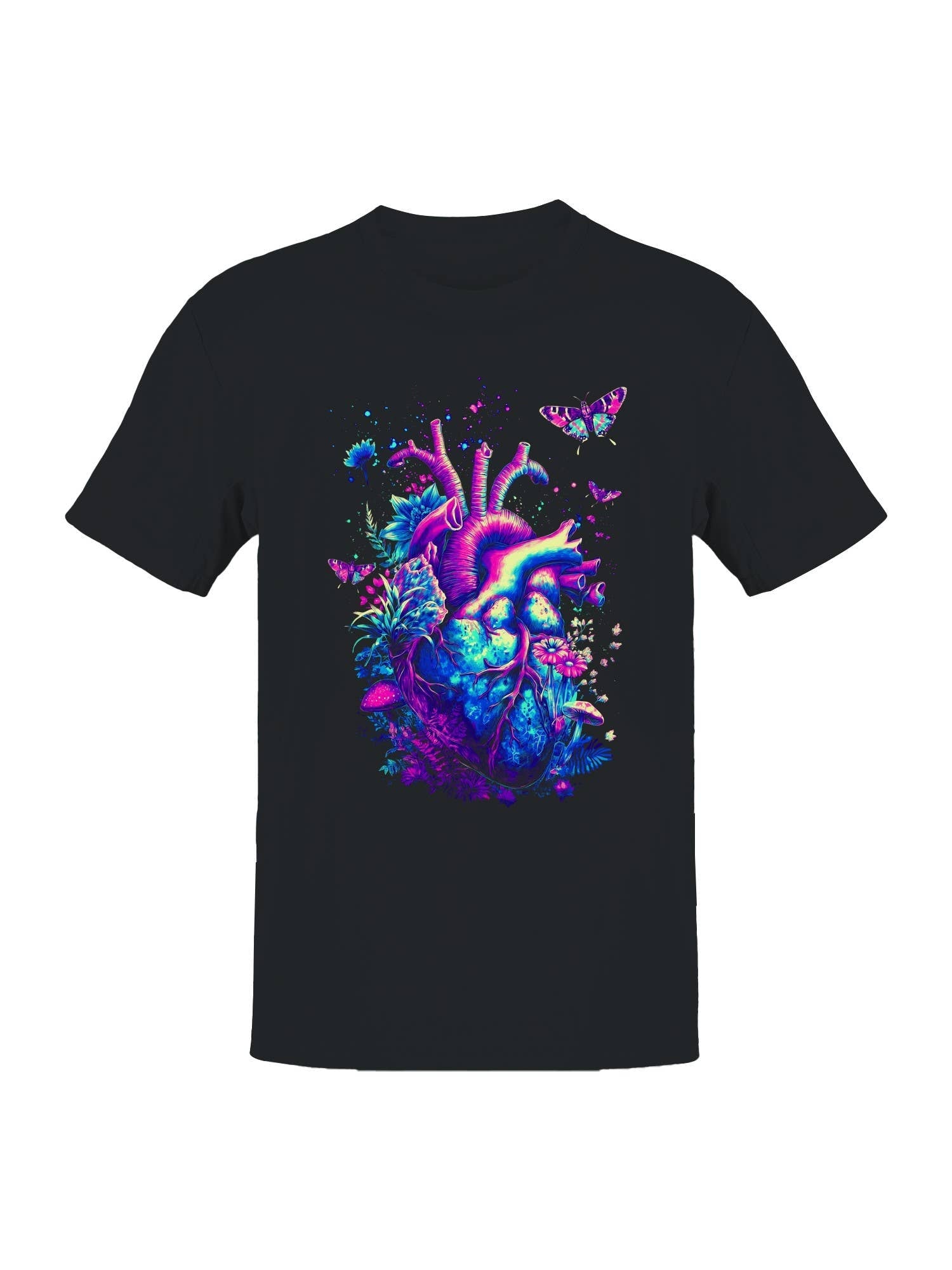 Neon Heart and Nature Fusion Men's - Adult & Kids T-Shirts, Sweatshirts & Hoodies apparel design preview 1