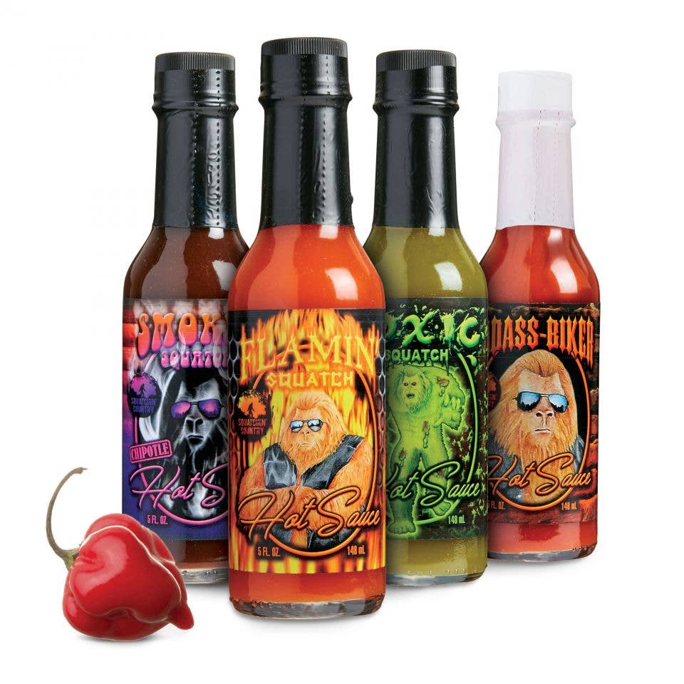 Squatchin' Country Hot Sauce 4PK Gift Set - Adult & Kids T-Shirts, Sweatshirts & Hoodies apparel design preview 1