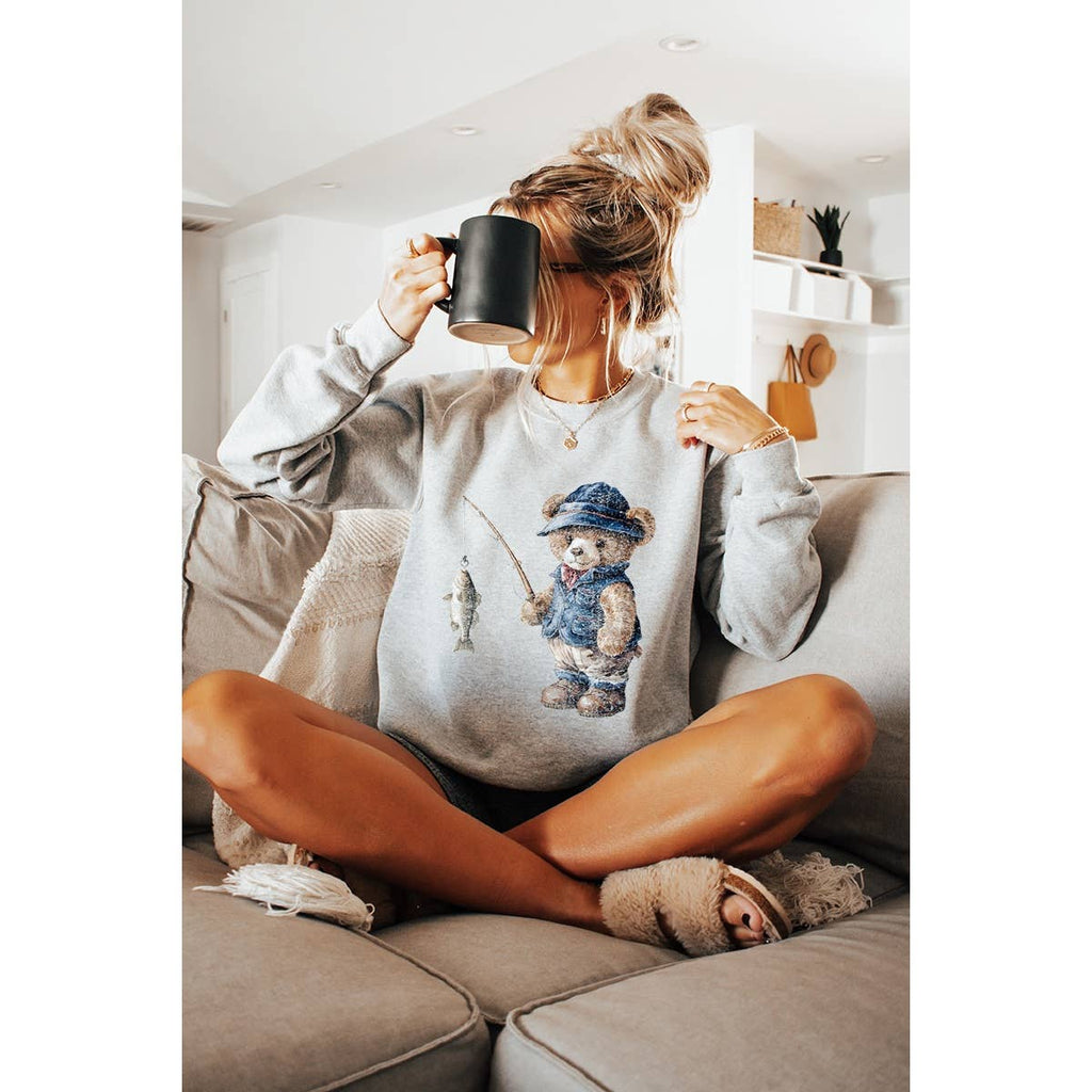 Teddy Bear Fisherman Vintage Graphic - Adult & Kids T-Shirts, Sweatshirts & Hoodies apparel design preview 1