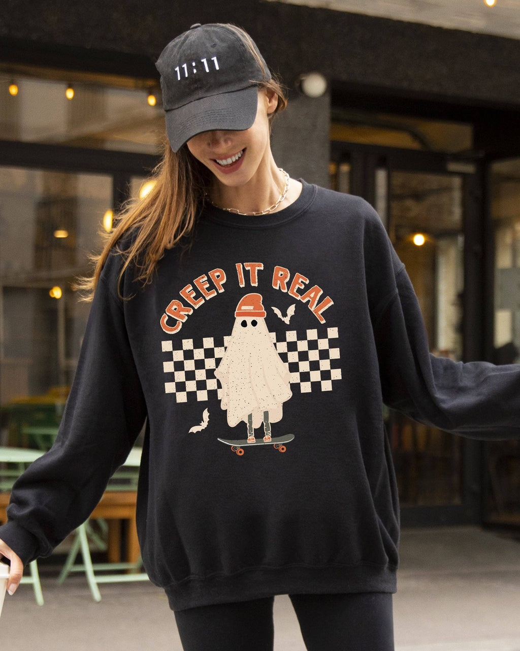 Creep It Real, Retro Ghost, Skeleton, Halloween - Adult & Kids T-Shirts, Sweatshirts & Hoodies apparel design preview 1