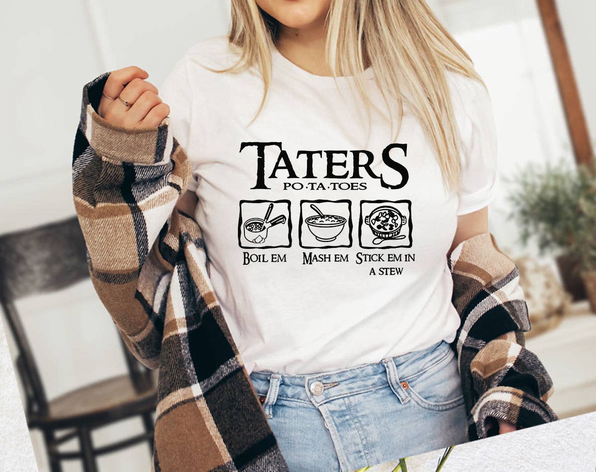 Tater's Potatoes Funny Food Meme - Adult & Kids T-Shirts, Sweatshirts & Hoodies apparel design preview 1