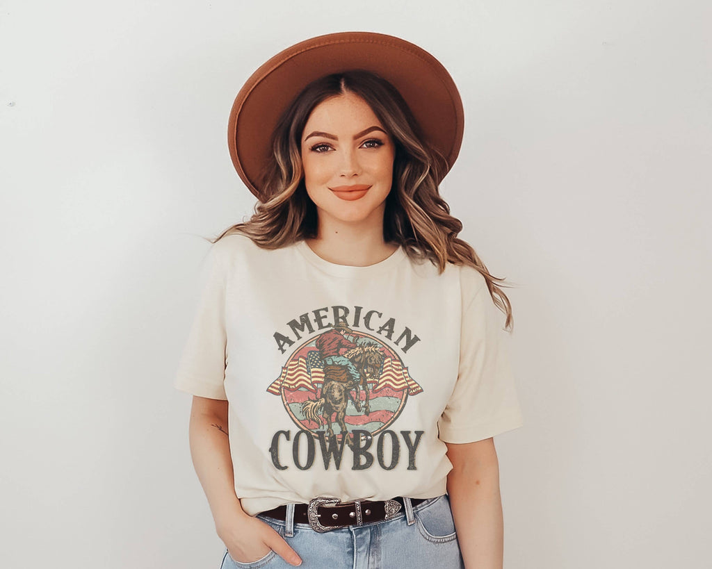 American Cowboy Patriotic Usa - Adult & Kids T-Shirts, Sweatshirts & Hoodies apparel design preview 1