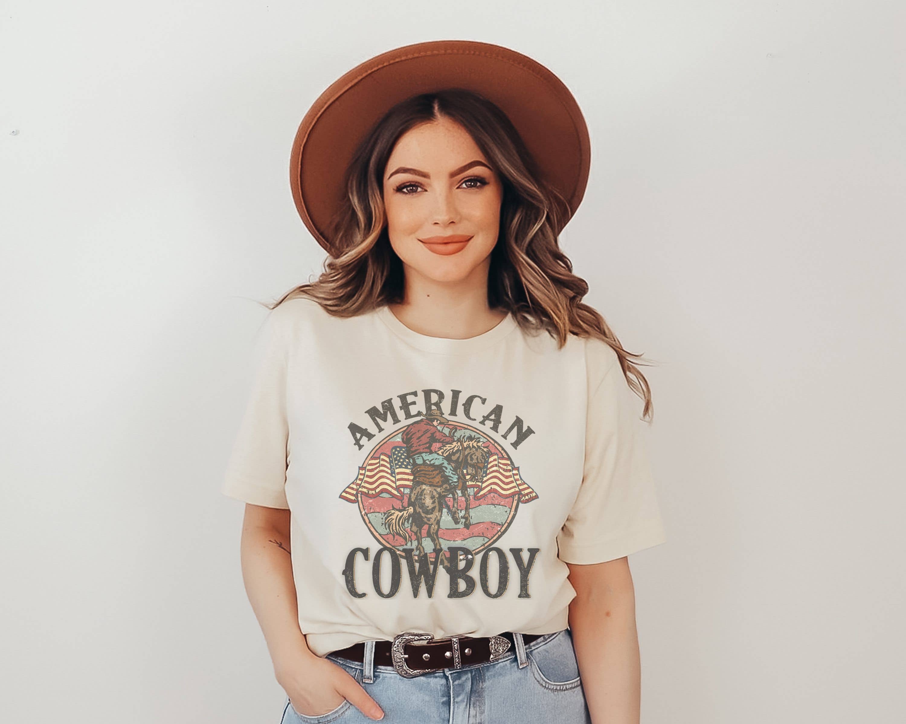 American Cowboy Patriotic Usa - Adult & Kids T-Shirts, Sweatshirts & Hoodies apparel design preview 1