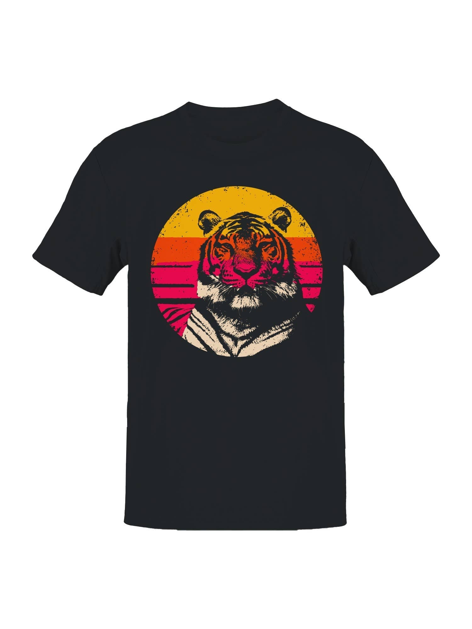 Retro Sunset Tiger Print Art Men's - Adult & Kids T-Shirts, Sweatshirts & Hoodies apparel design preview 1