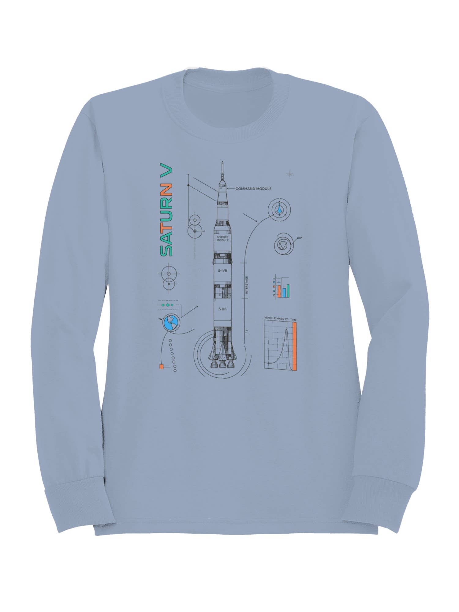 Saturn V Rocket Blueprint Design Men's - Adult & Kids T-Shirts, Sweatshirts & Hoodies apparel design preview 1