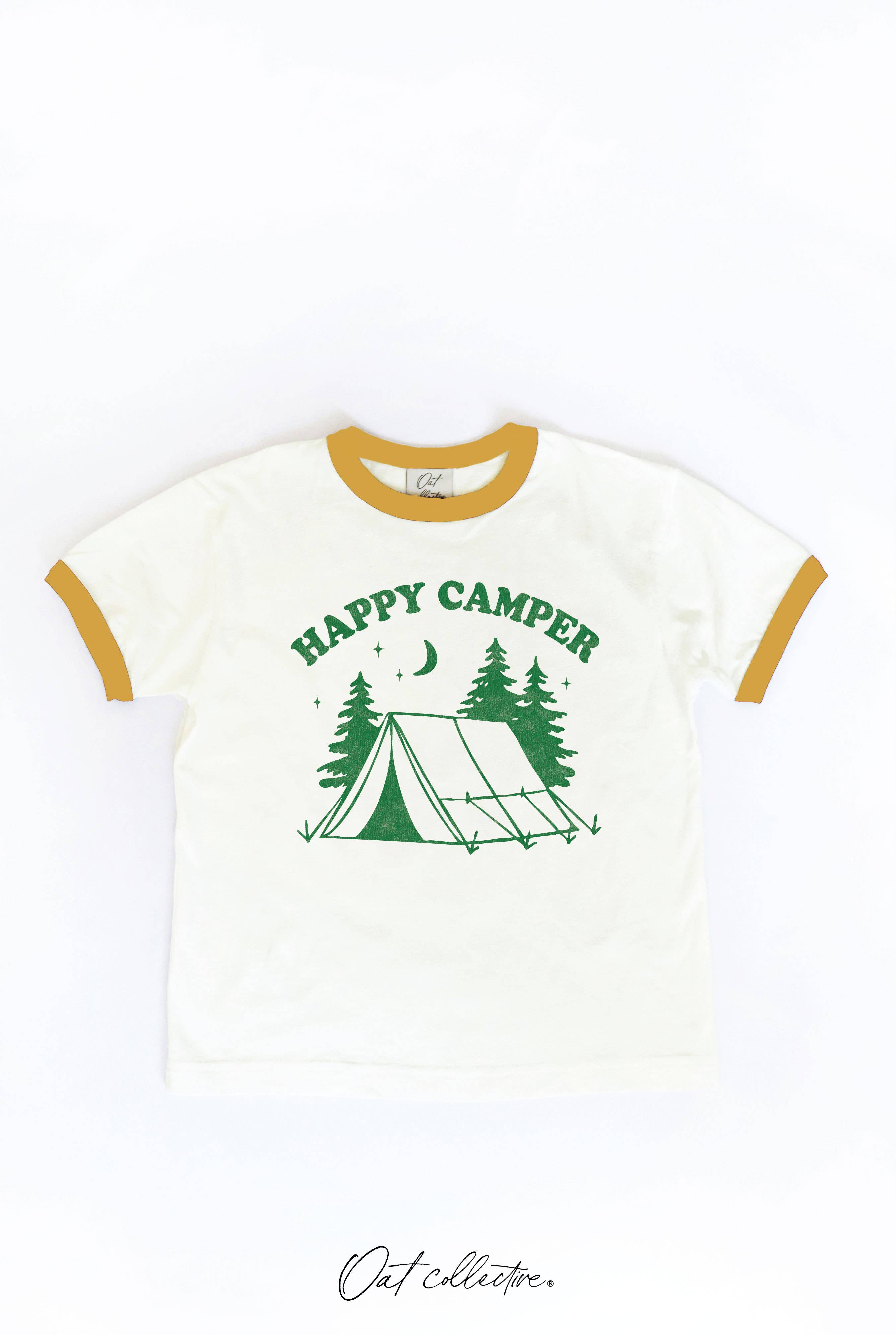 Happy Camper Toddler Ringer Graphic Top - Adult & Kids T-Shirts, Sweatshirts & Hoodies apparel design preview 1