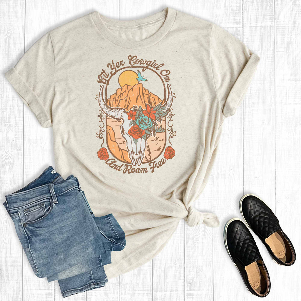 Get Your Cowgirl On and Roam Free Graphic - Adult & Kids T-Shirts, Sweatshirts & Hoodies apparel design preview 1