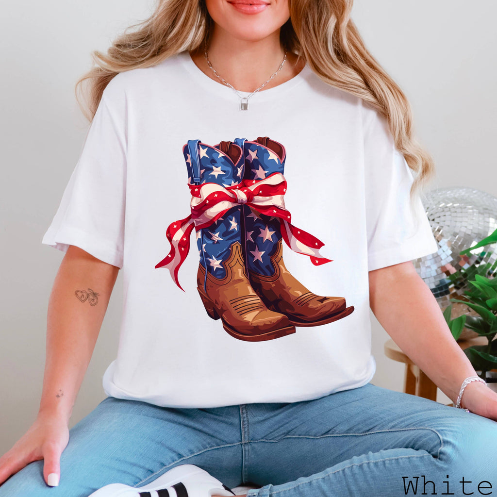 July 4th Graphic Coquette USA Boots Bella Canvas - Adult & Kids T-Shirts, Sweatshirts & Hoodies apparel design preview 1