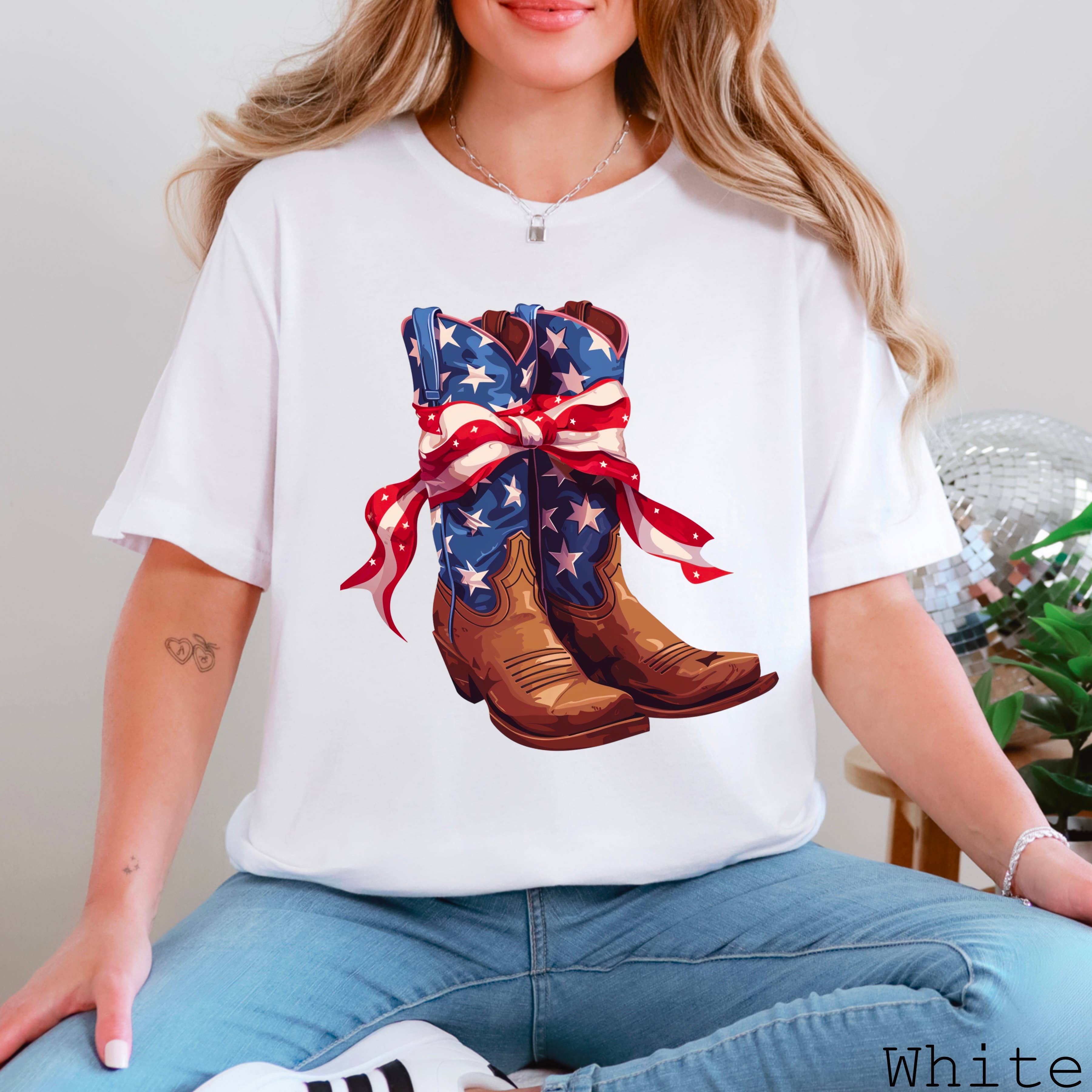 July 4th Graphic Coquette USA Boots Bella Canvas - Adult & Kids T-Shirts, Sweatshirts & Hoodies apparel design preview 1