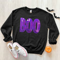 Purple Sequin Boo Patch Crewneck - Adult & Kids T-Shirts, Sweatshirts & Hoodies apparel design preview 1