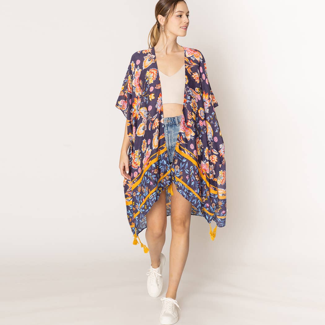 Realistic Flower Print Kimono with Tassels - Adult & Kids T-Shirts, Sweatshirts & Hoodies apparel design preview 1