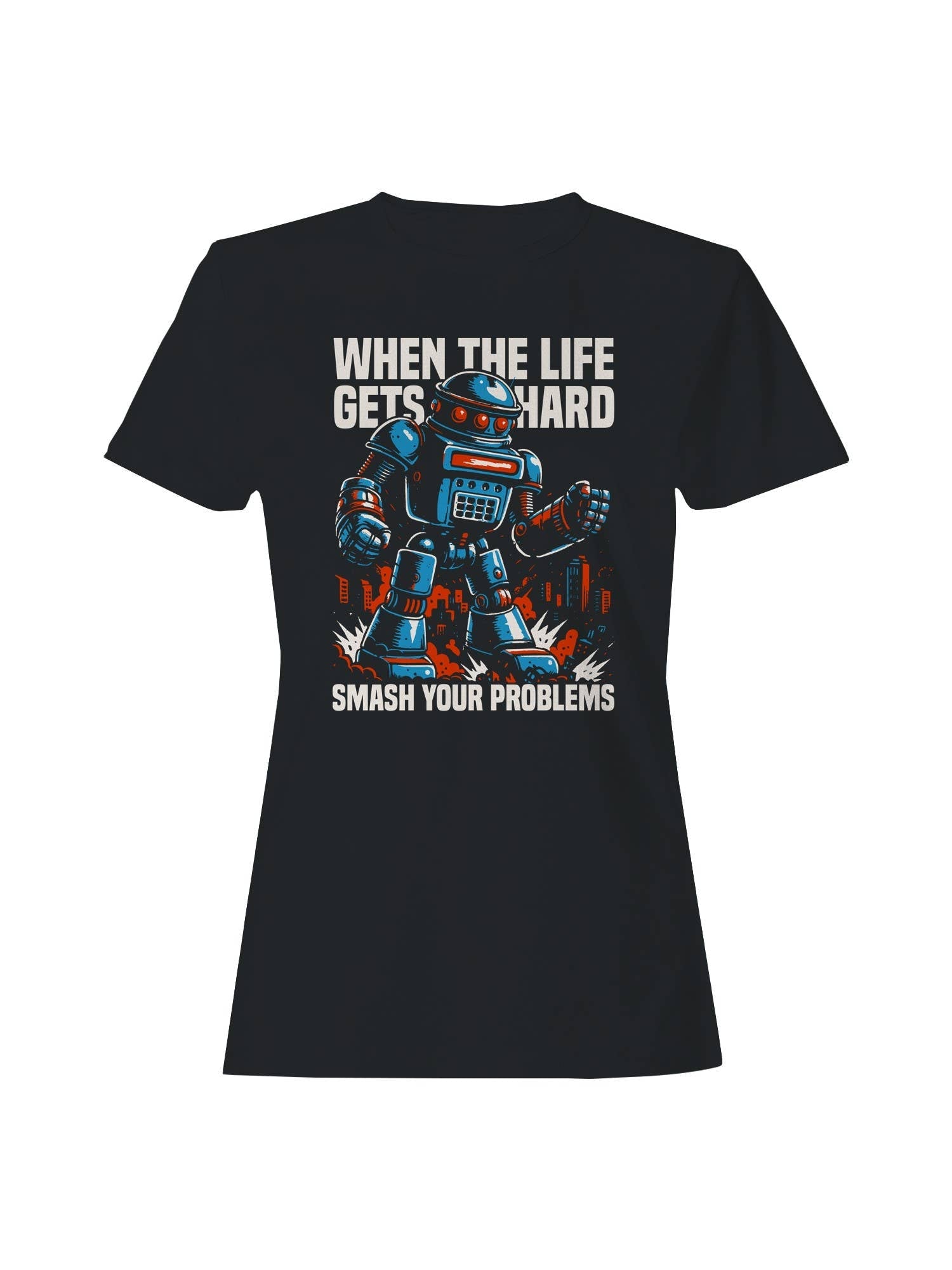 Smash Problems Robot Motivation Women's - Adult & Kids T-Shirts, Sweatshirts & Hoodies apparel design preview 1