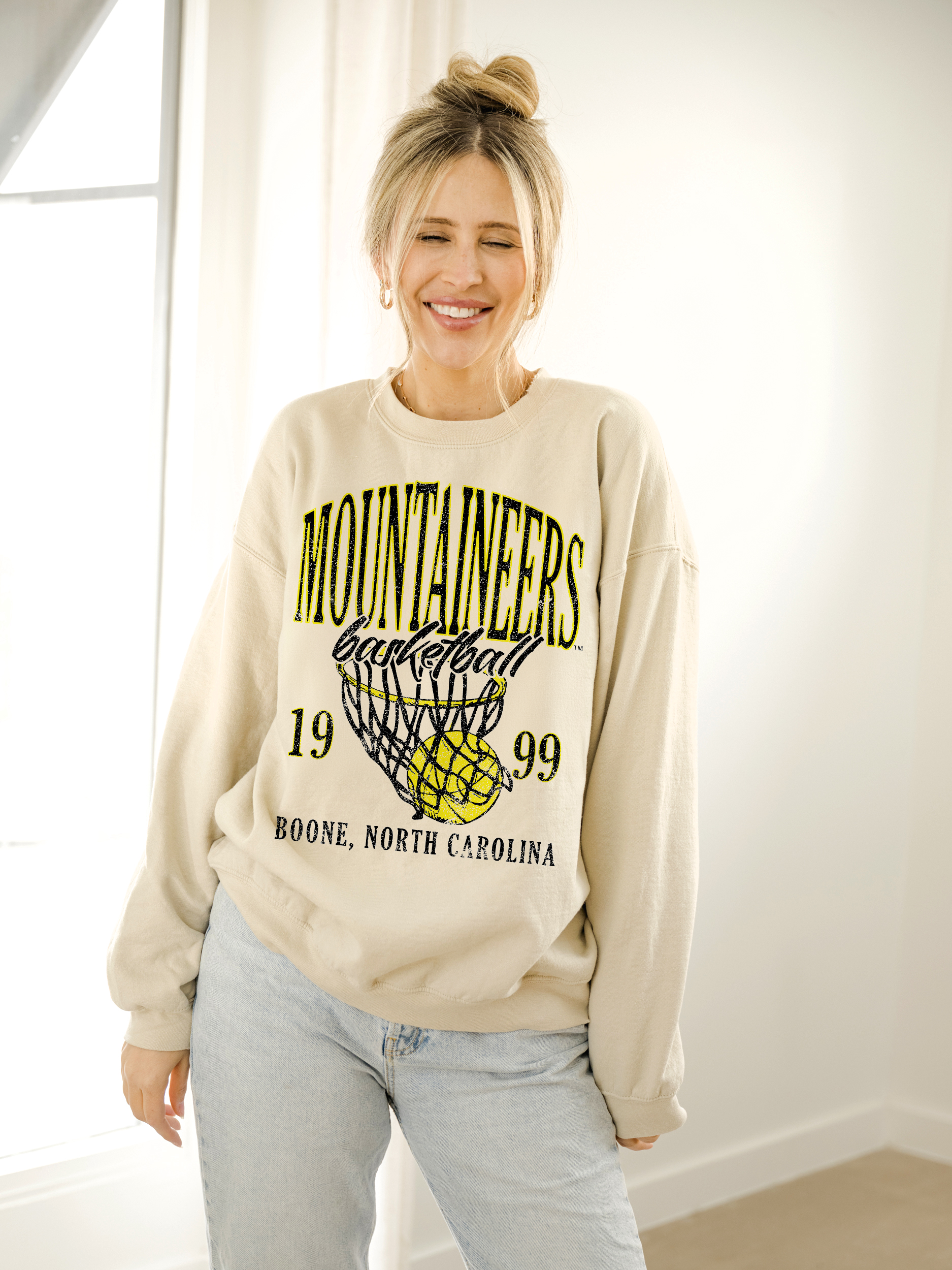 App State Mountaineers Big Basketball Thrifted - Adult & Kids T-Shirts, Sweatshirts & Hoodies apparel design preview 1