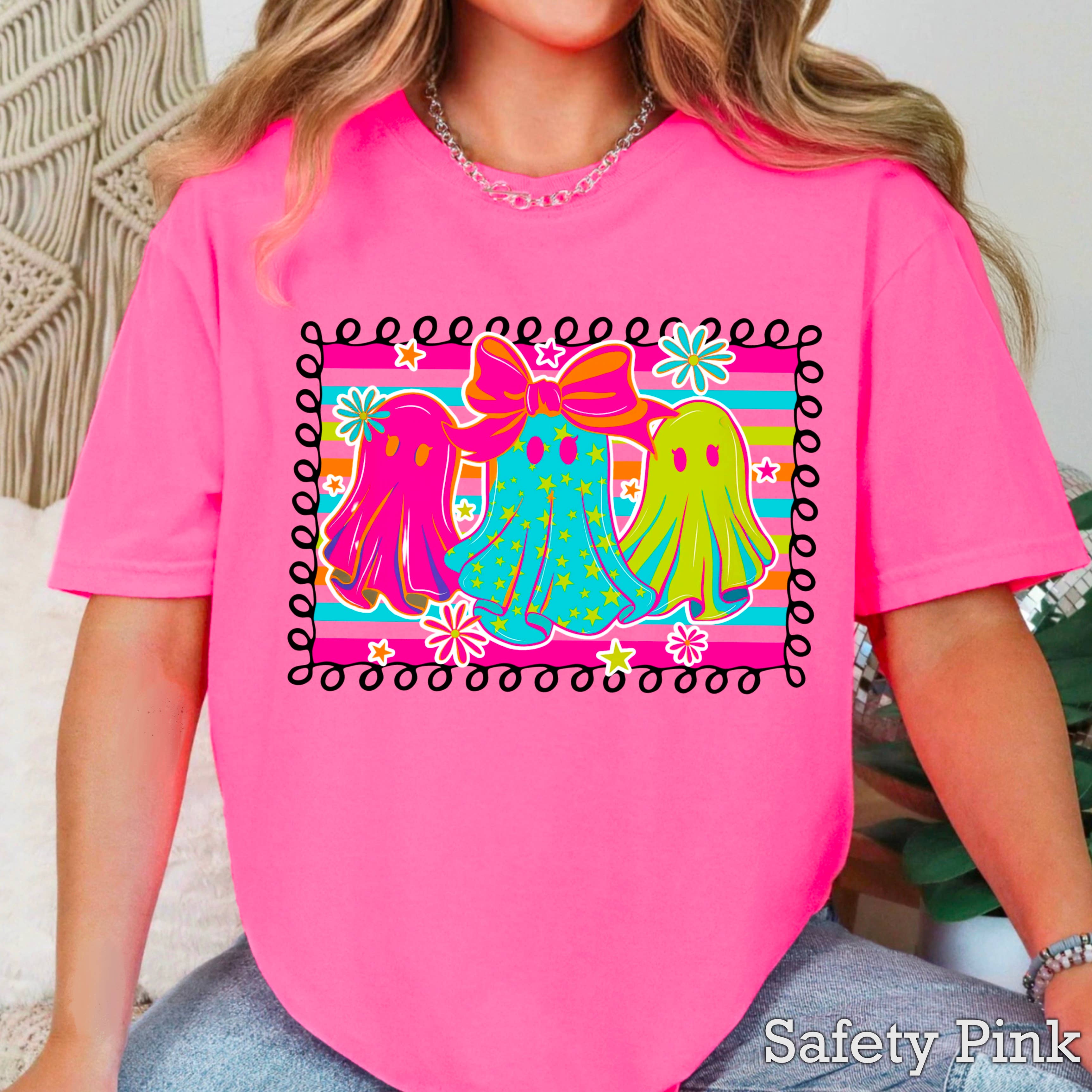 Preppy Neon Ghost Halloween 2025 Graphic Gildan - Adult & Kids T-Shirts, Sweatshirts & Hoodies apparel design preview 1