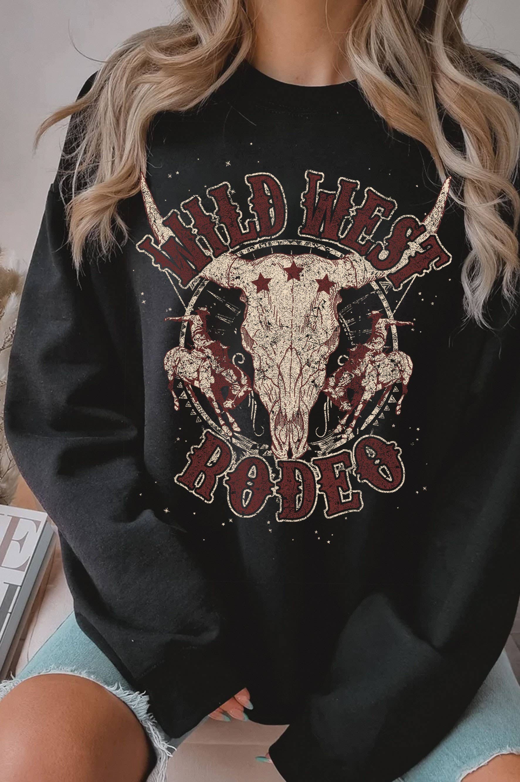 Wild West Rodeo Cowboys Graphic Brushed - Adult & Kids T-Shirts, Sweatshirts & Hoodies apparel design preview 1