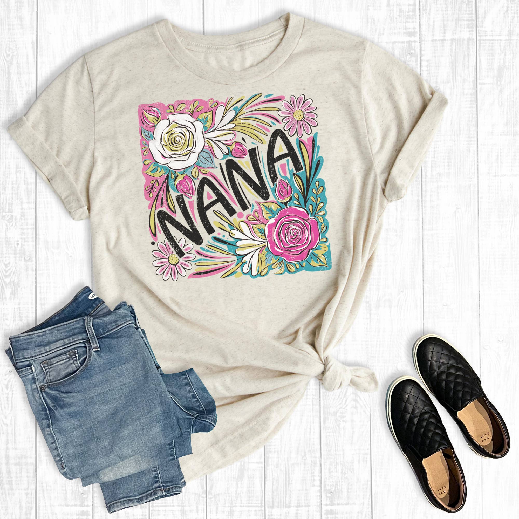 Boho Floral Nana Graphic - Adult & Kids T-Shirts, Sweatshirts & Hoodies apparel design preview 1